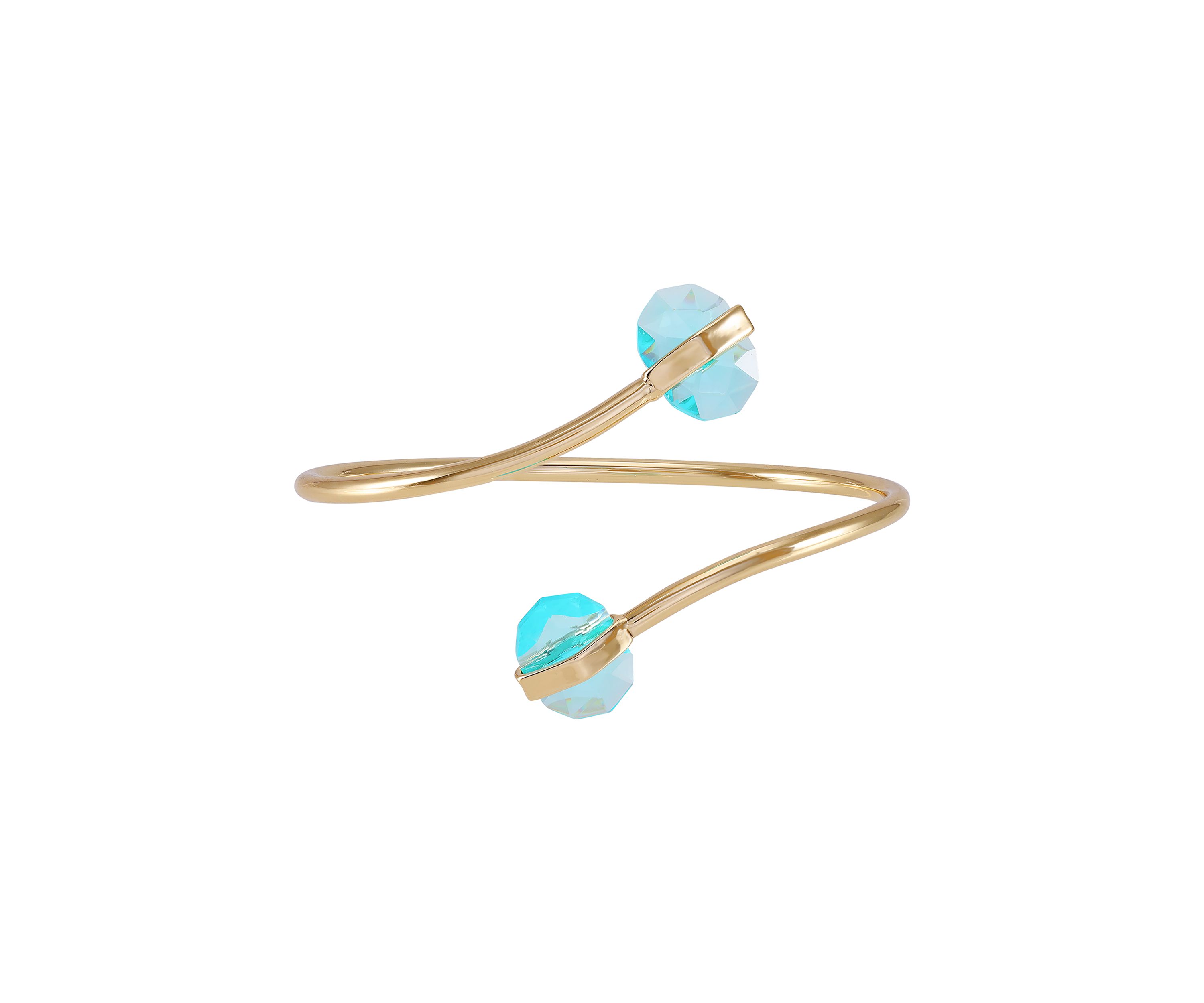 Aqua Wire Cuff Bracelet in 14K Gold Plated Metal