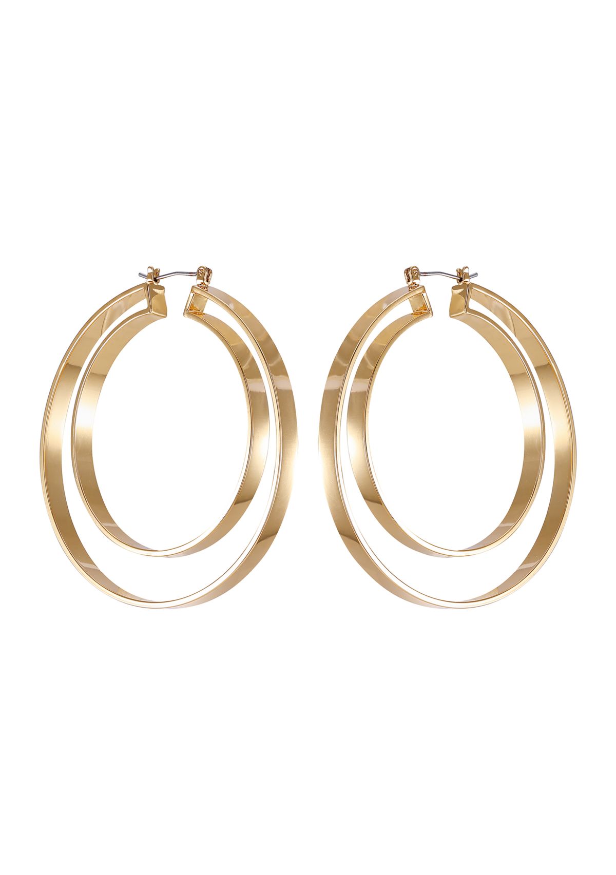Double Hoop Earrings in 14K Gold Plated Metal