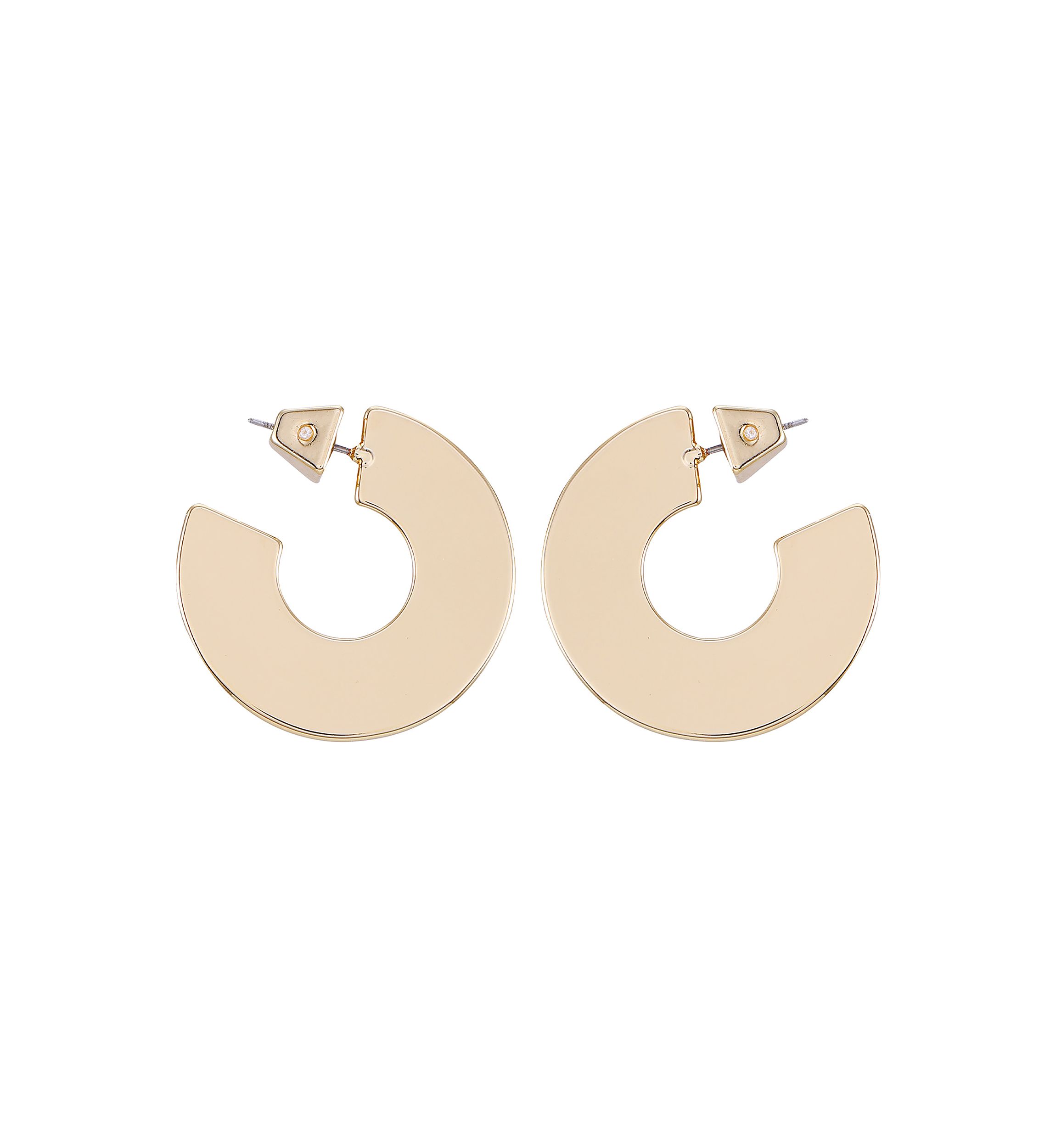 14K Gold Plated Open C Thick Hoop Earrings