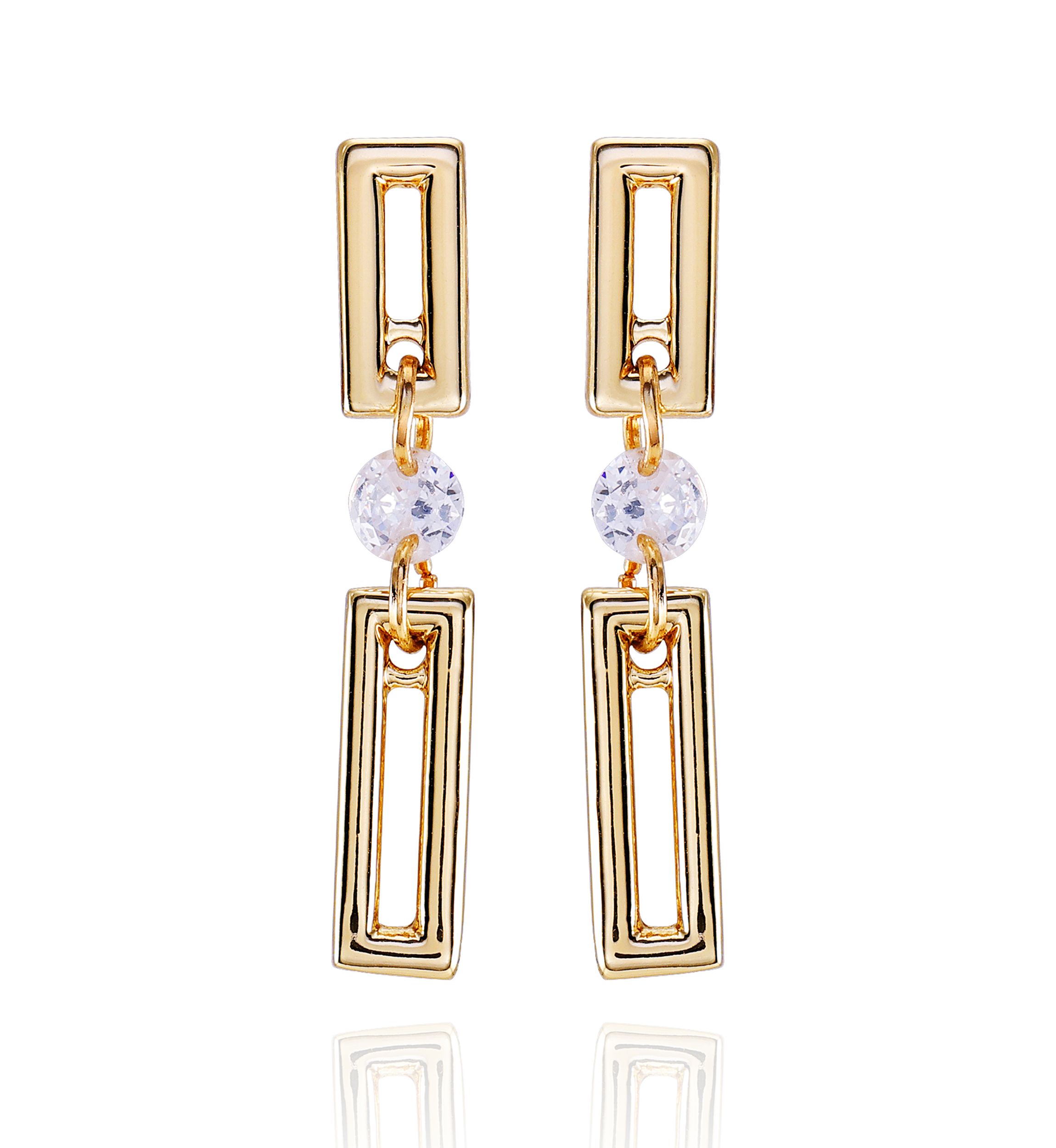 14K Gold Plated Drop Earrings with Cubic Zirconia