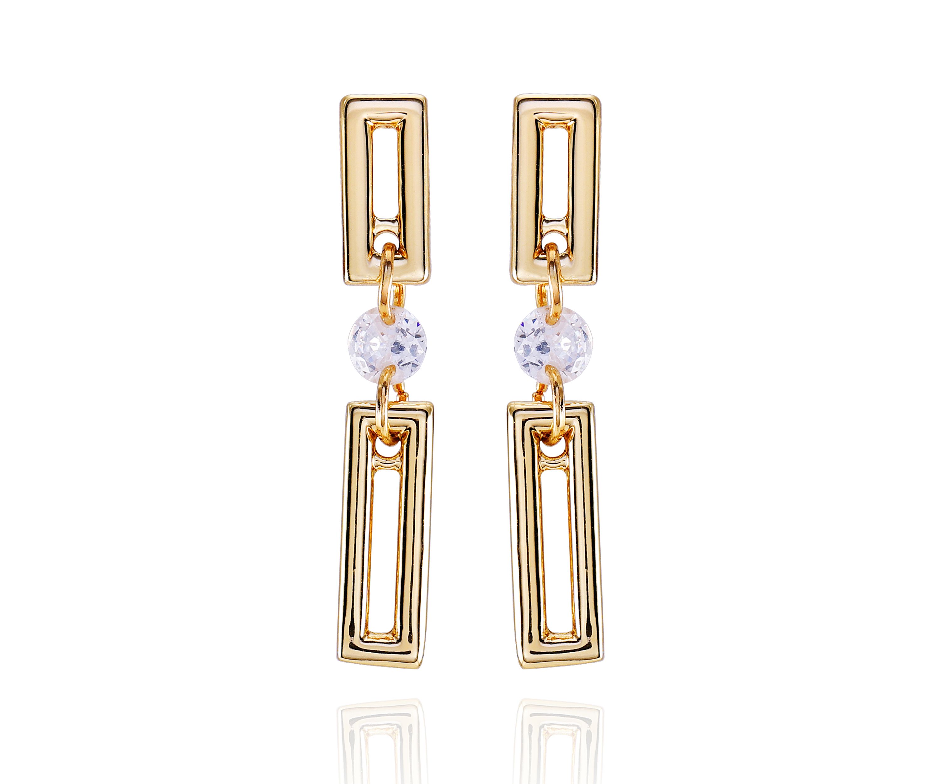 14K Gold Plated Drop Earrings with Cubic Zirconia