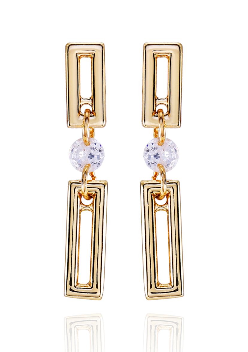 14K Gold Plated Drop Earrings with Cubic Zirconia