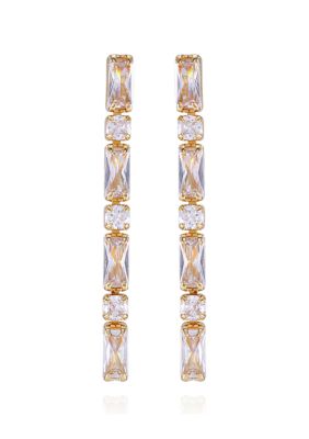 14K Gold Plated Drop Earrings with Cubic Zirconia