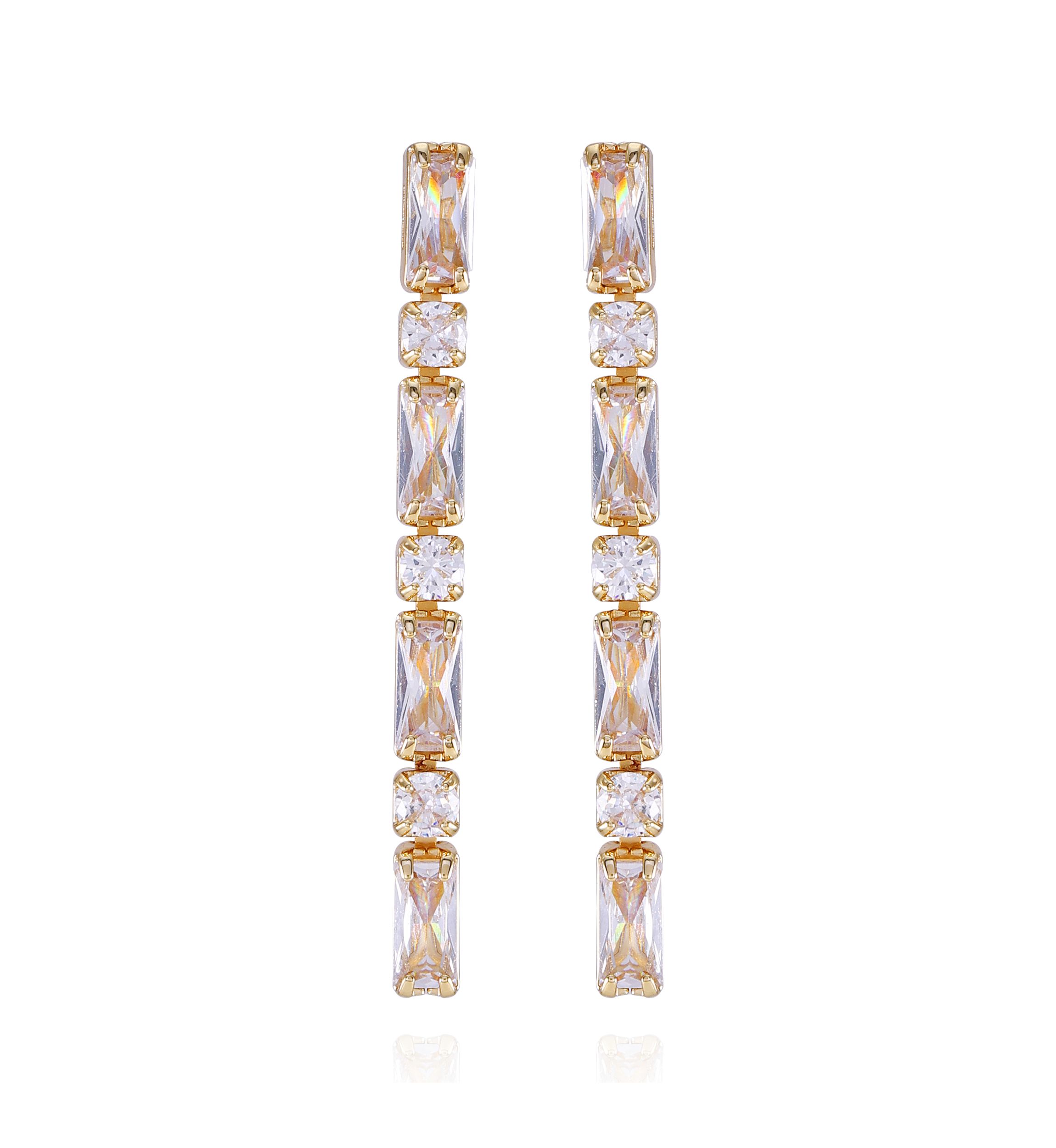 14K Gold Plated Drop Earrings with Cubic Zirconia