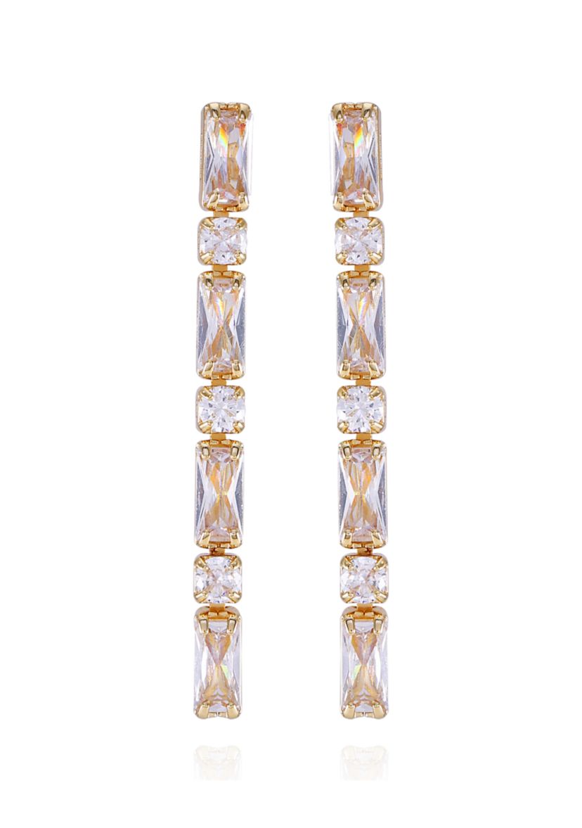 14K Gold Plated Drop Earrings with Cubic Zirconia