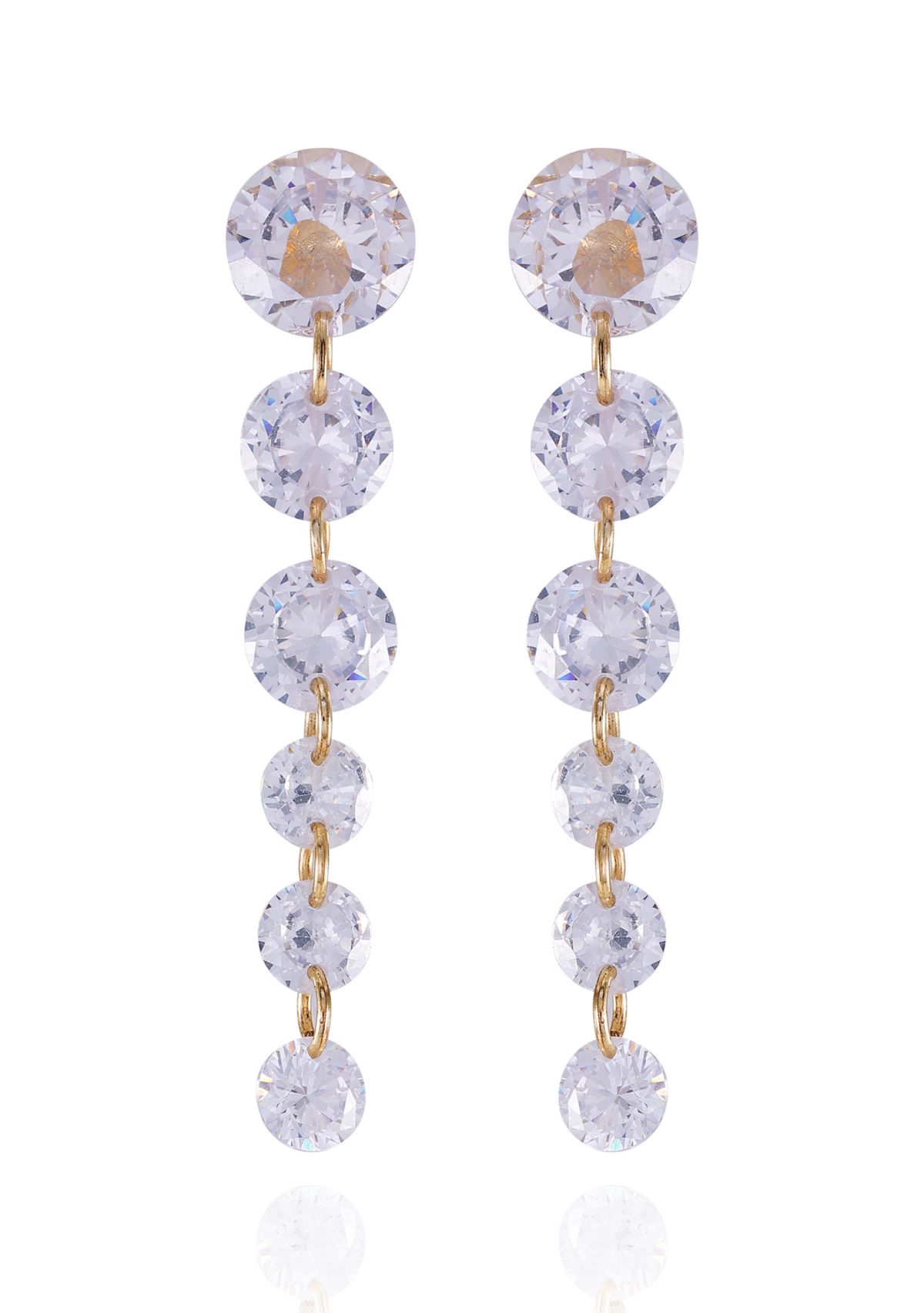 Floating Graduated Cubic Zirconia Set in 14K Gold Plated Metal