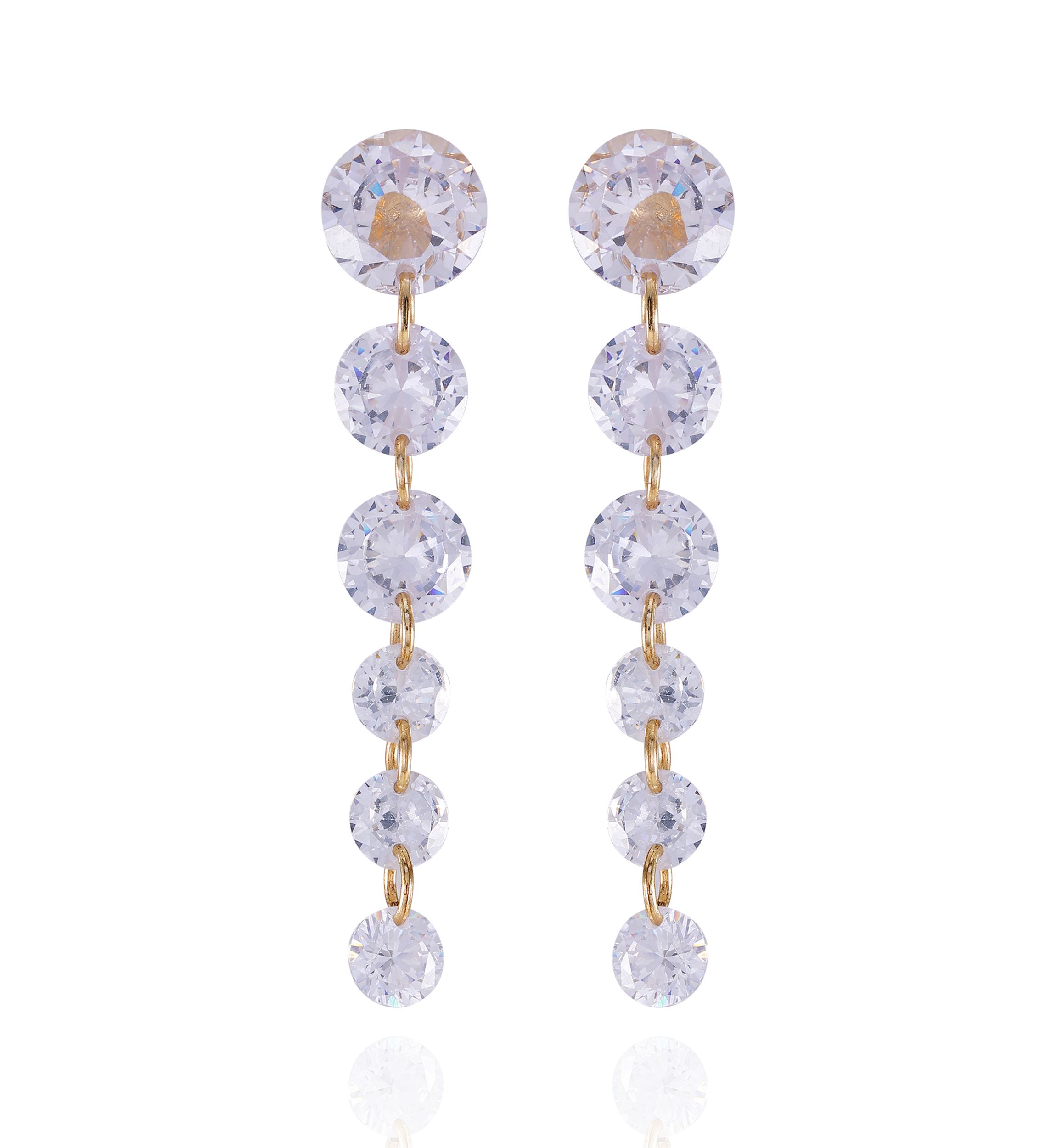 Floating Graduated Cubic Zirconia Set in 14K Gold Plated Metal