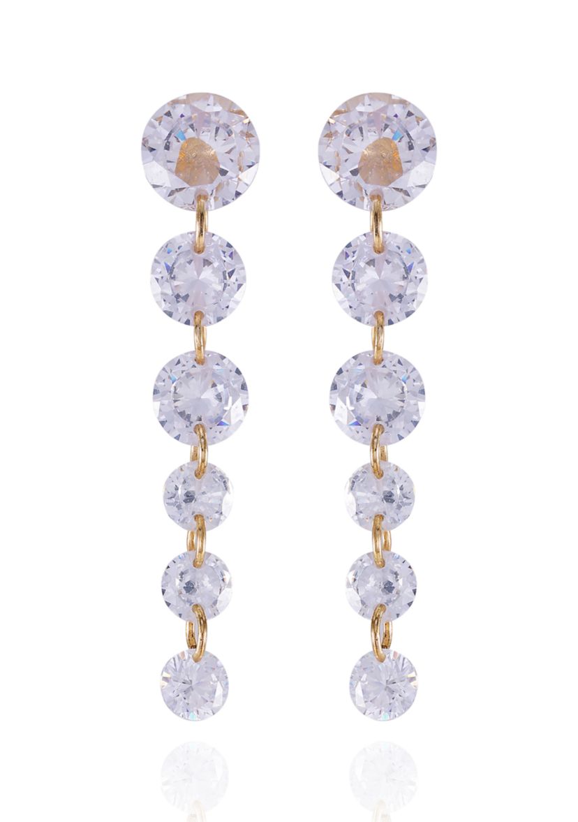 Floating Graduated Cubic Zirconia Set in 14K Gold Plated Metal