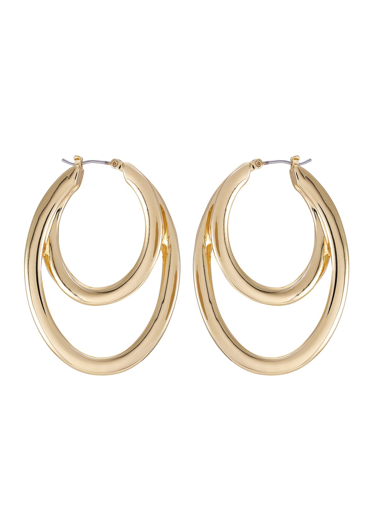 Gold Double Oval Hoop Earrings