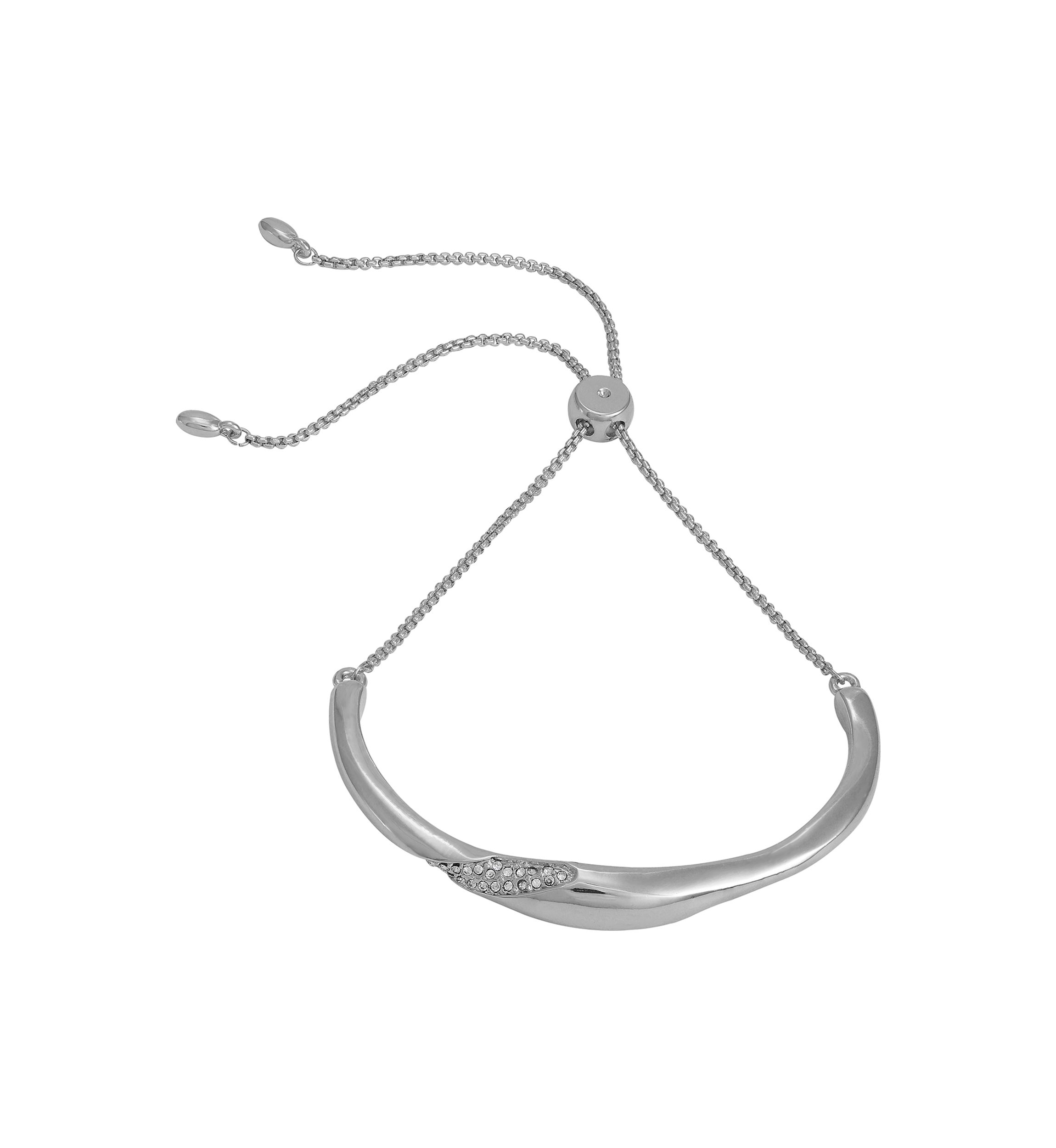 Silver Tone Crystal Slider Bracelet