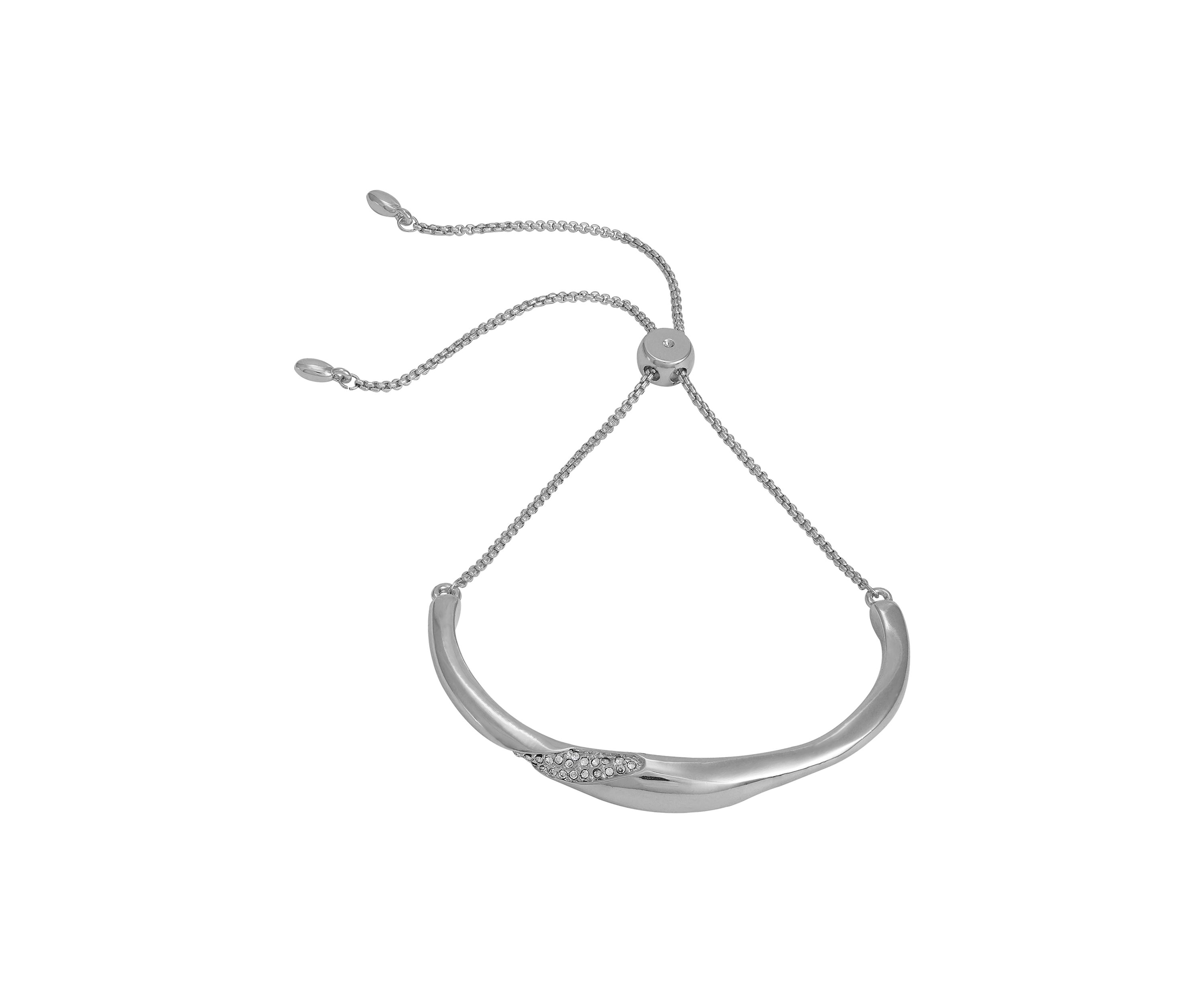 Silver Tone Crystal Slider Bracelet