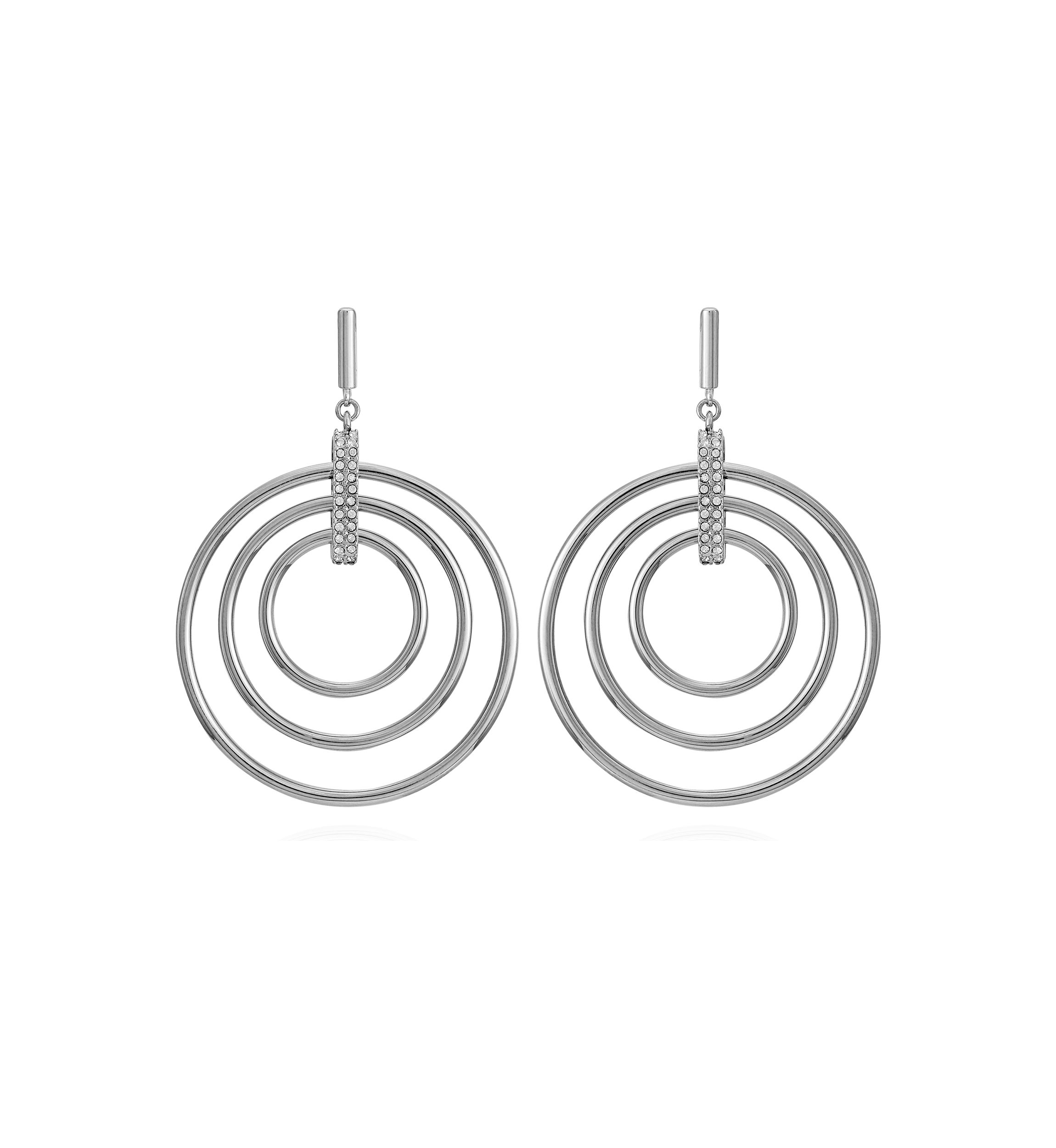 Silver-Tone and Crystal Front-Facing Hoops