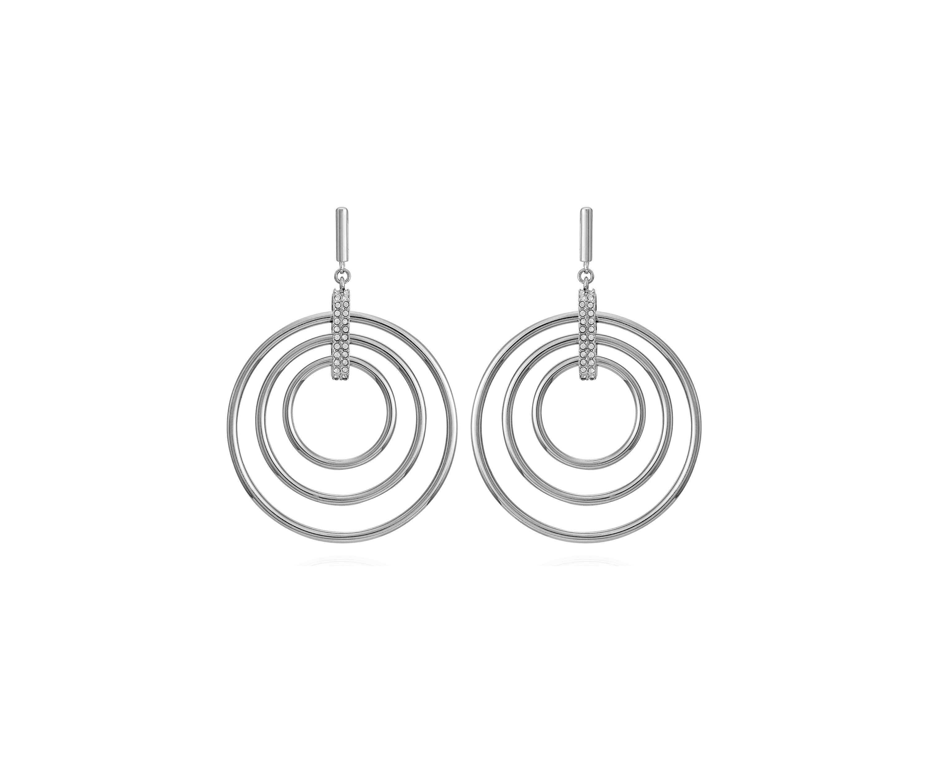 Silver-Tone and Crystal Front-Facing Hoops