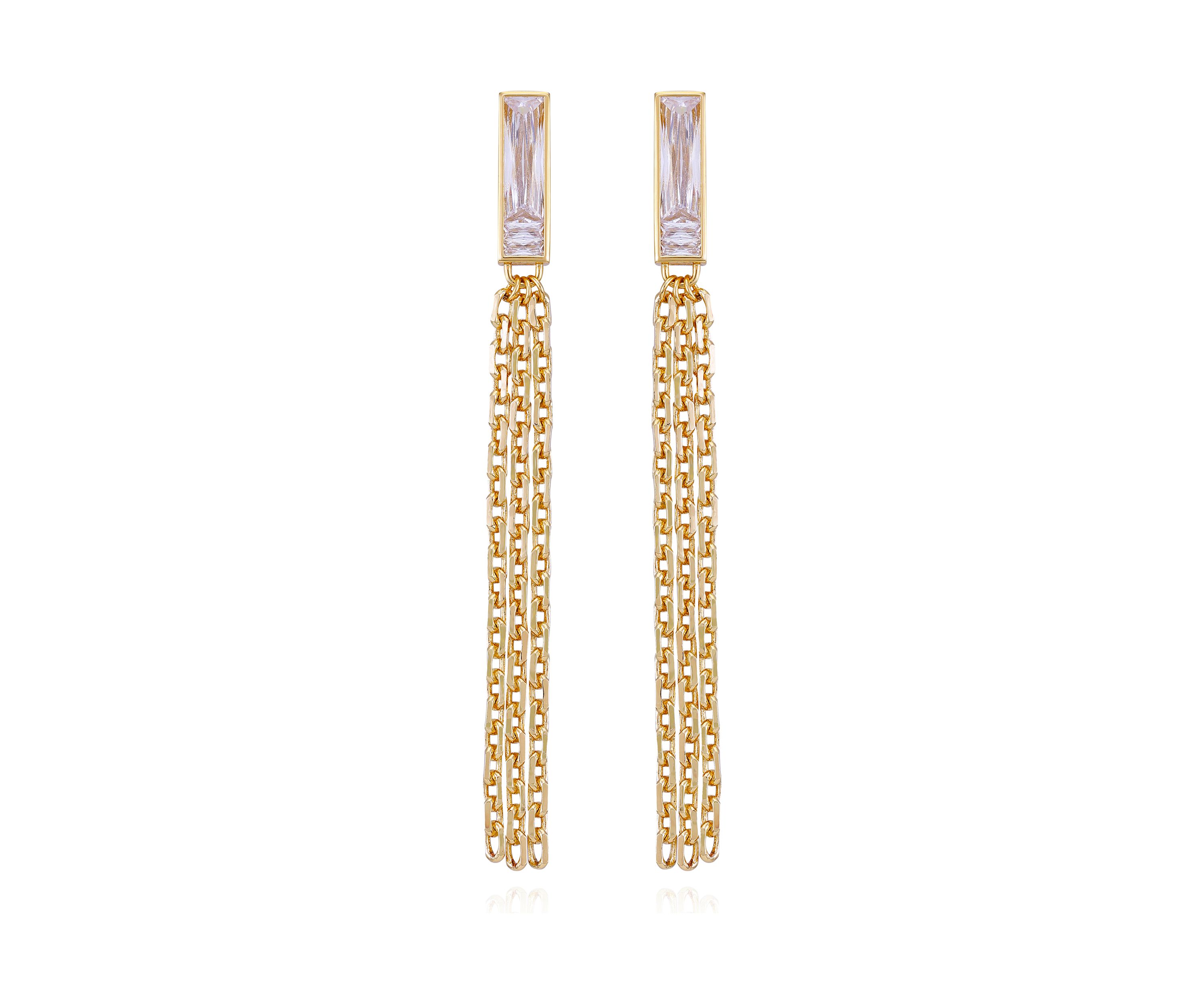 14K Gold & Crystal Tassel Earrings