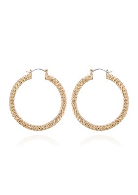 14K Gold Plated Textured Hoop Earrings