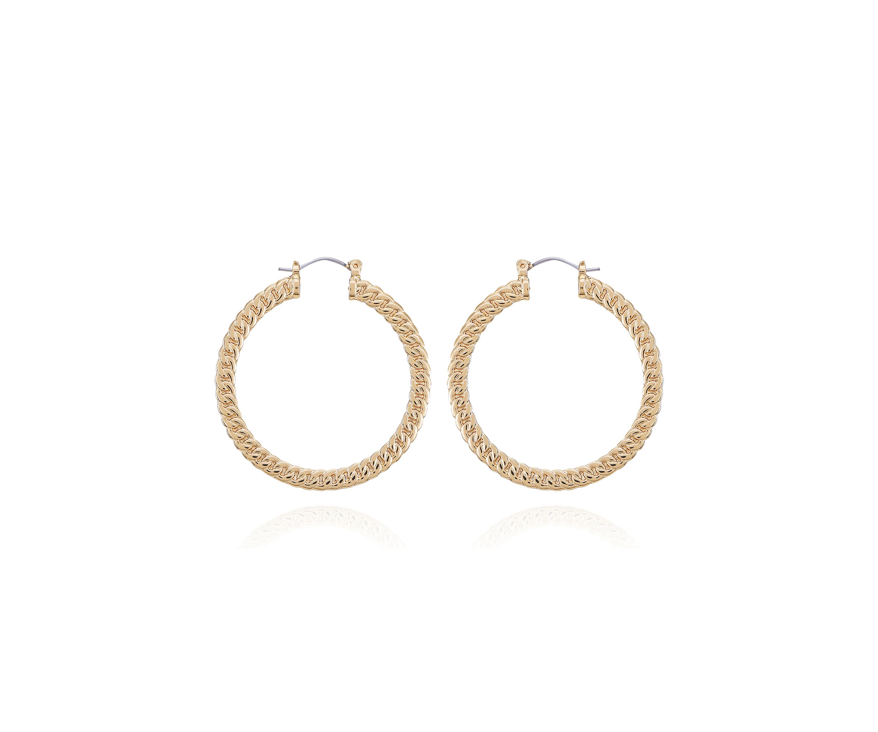 14K Gold Plated Textured Hoop Earrings