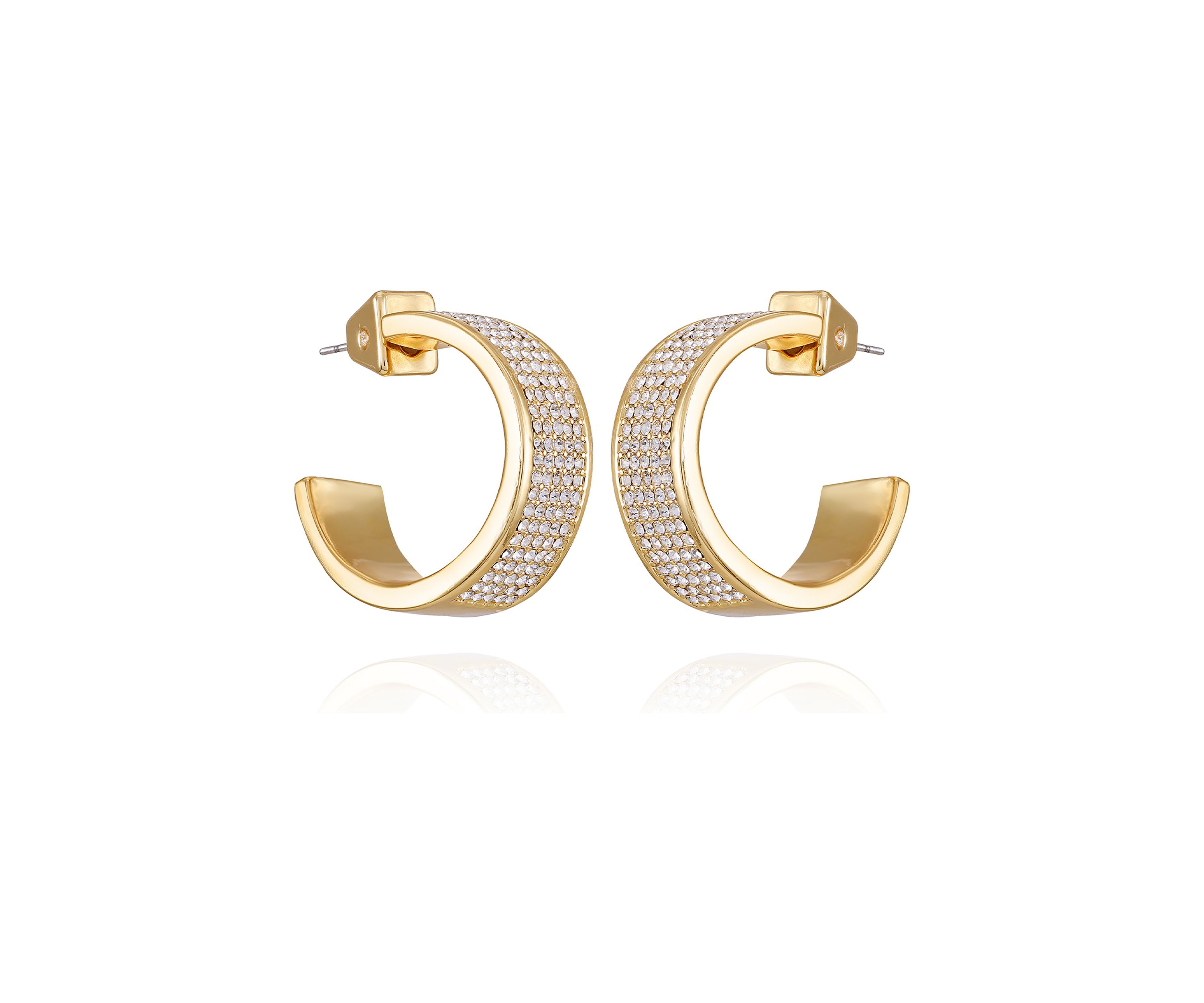 Gold Plated Crystal C Hoop Earrings
