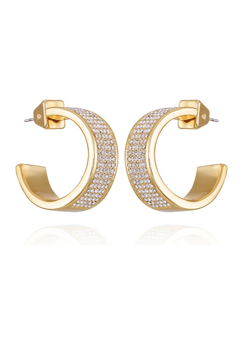 Gold Plated Crystal C Hoop Earrings