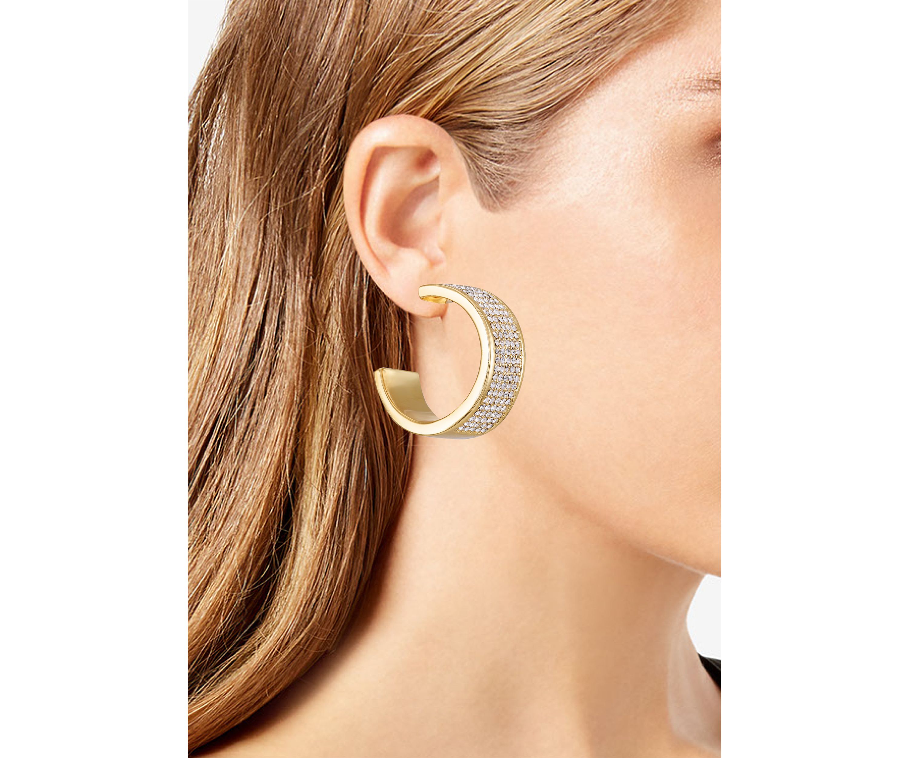 Gold Plated Crystal C Hoop Earrings