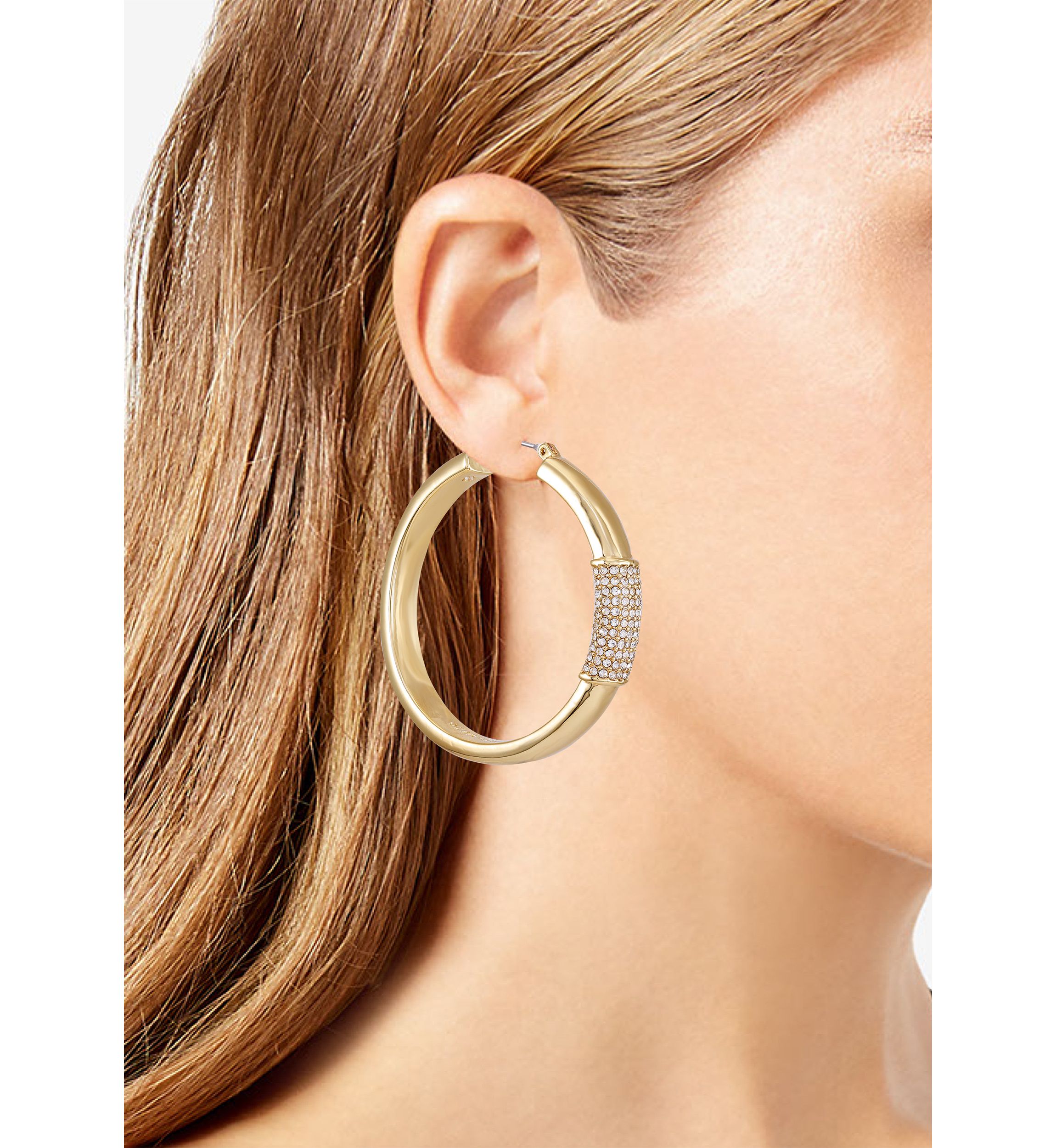 Gold Plated Crystal Hoop Earrings