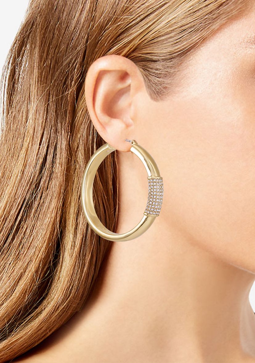 Gold Plated Crystal Hoop Earrings