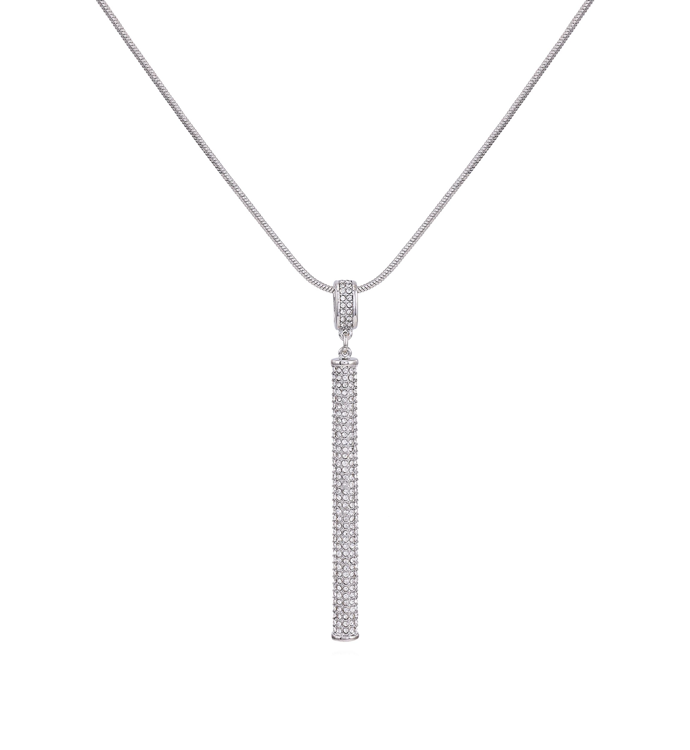 Silver Tone Crystal Pendant Necklace