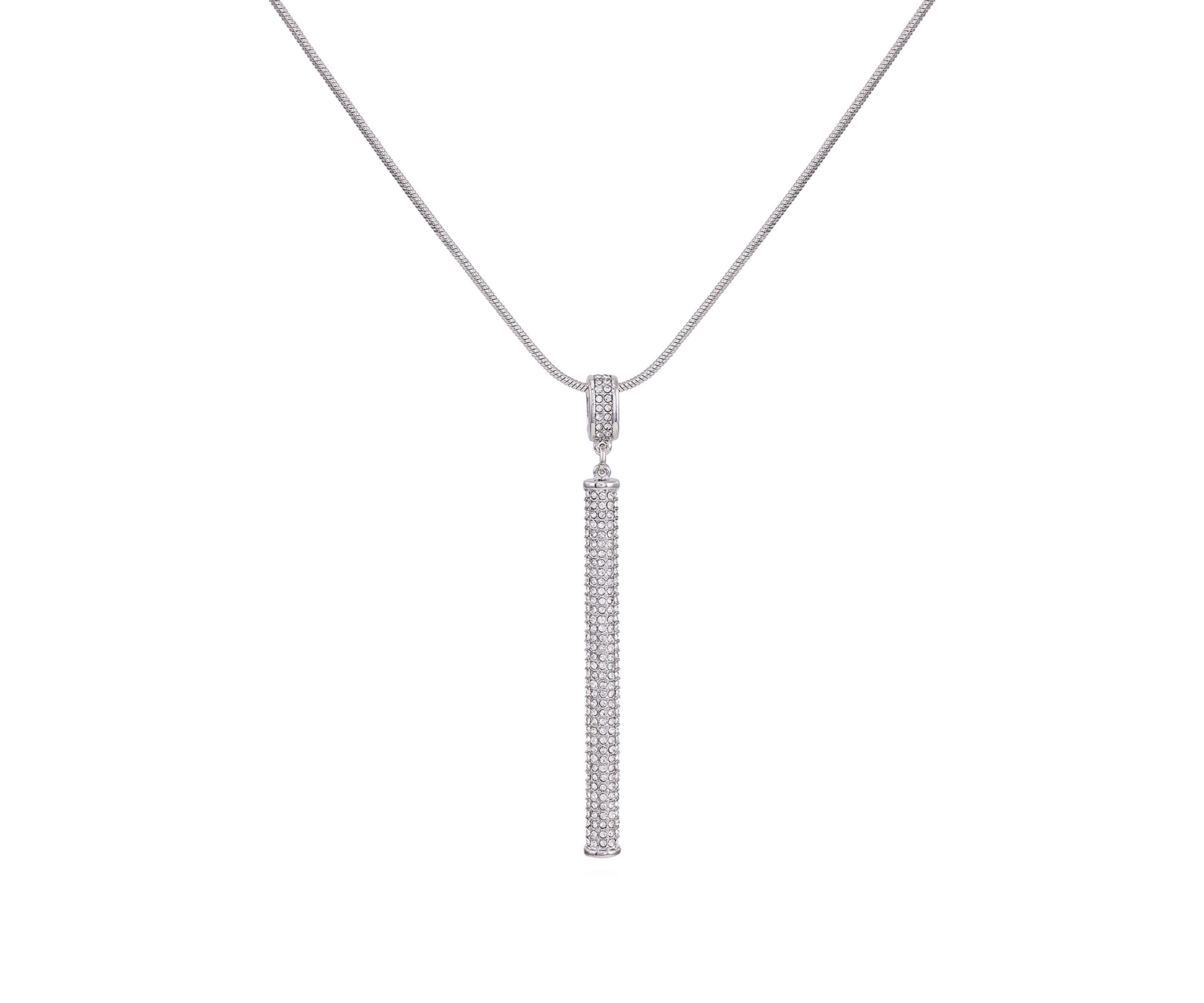 Silver Tone Crystal Pendant Necklace