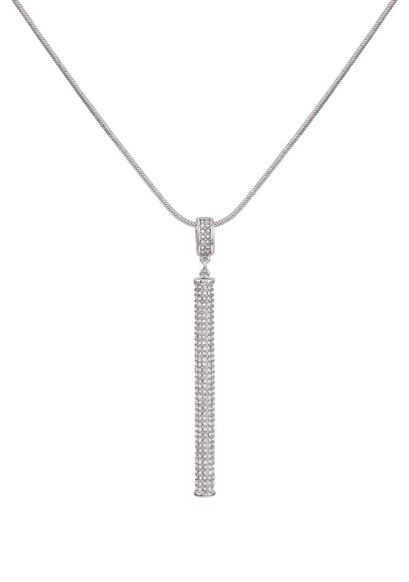 Silver Tone Crystal Pendant Necklace