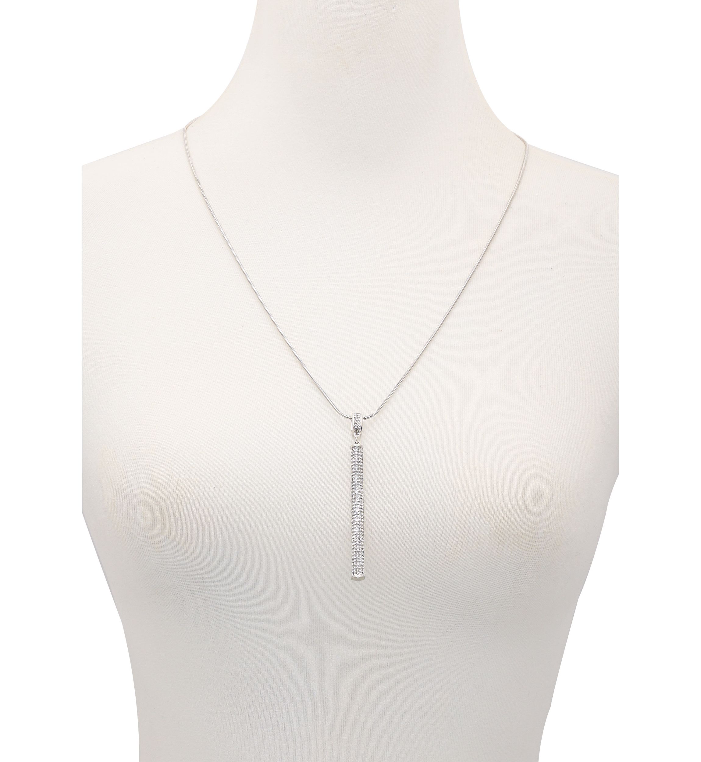Silver Tone Crystal Pendant Necklace