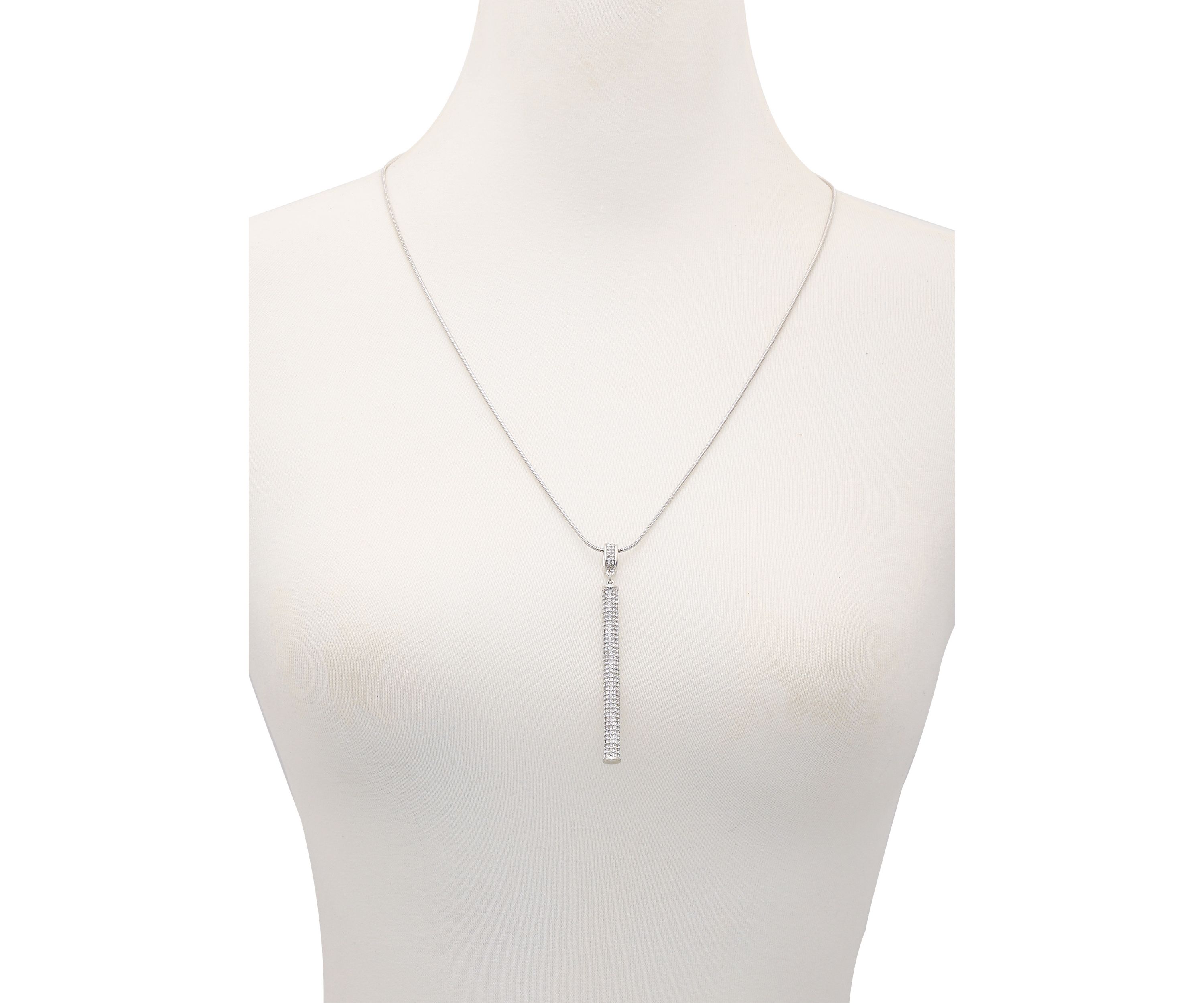 Silver Tone Crystal Pendant Necklace