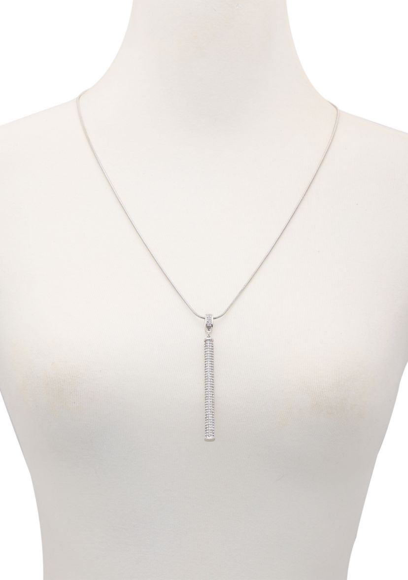 Silver Tone Crystal Pendant Necklace