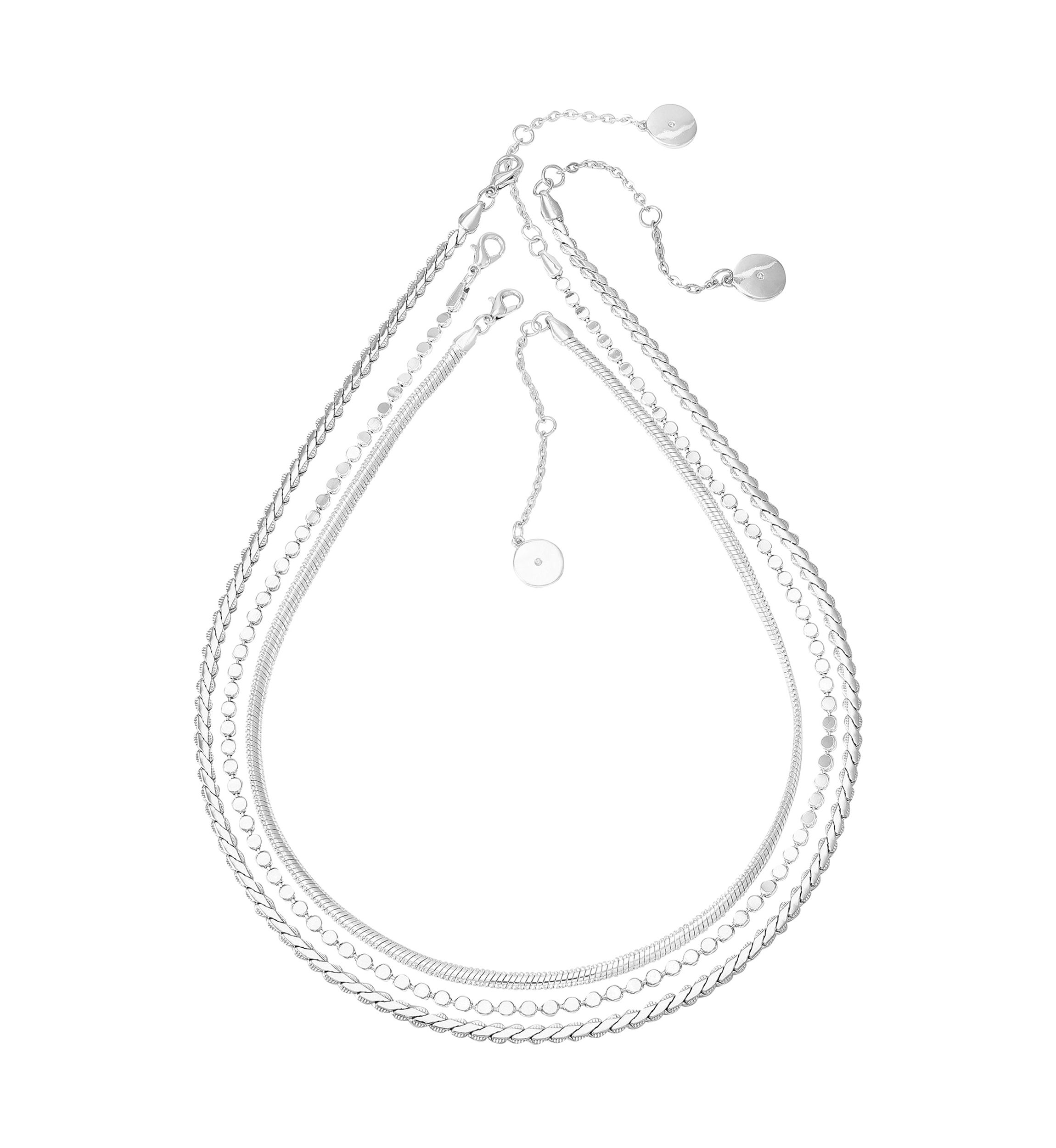 Silver Tone Layered Necklace Set