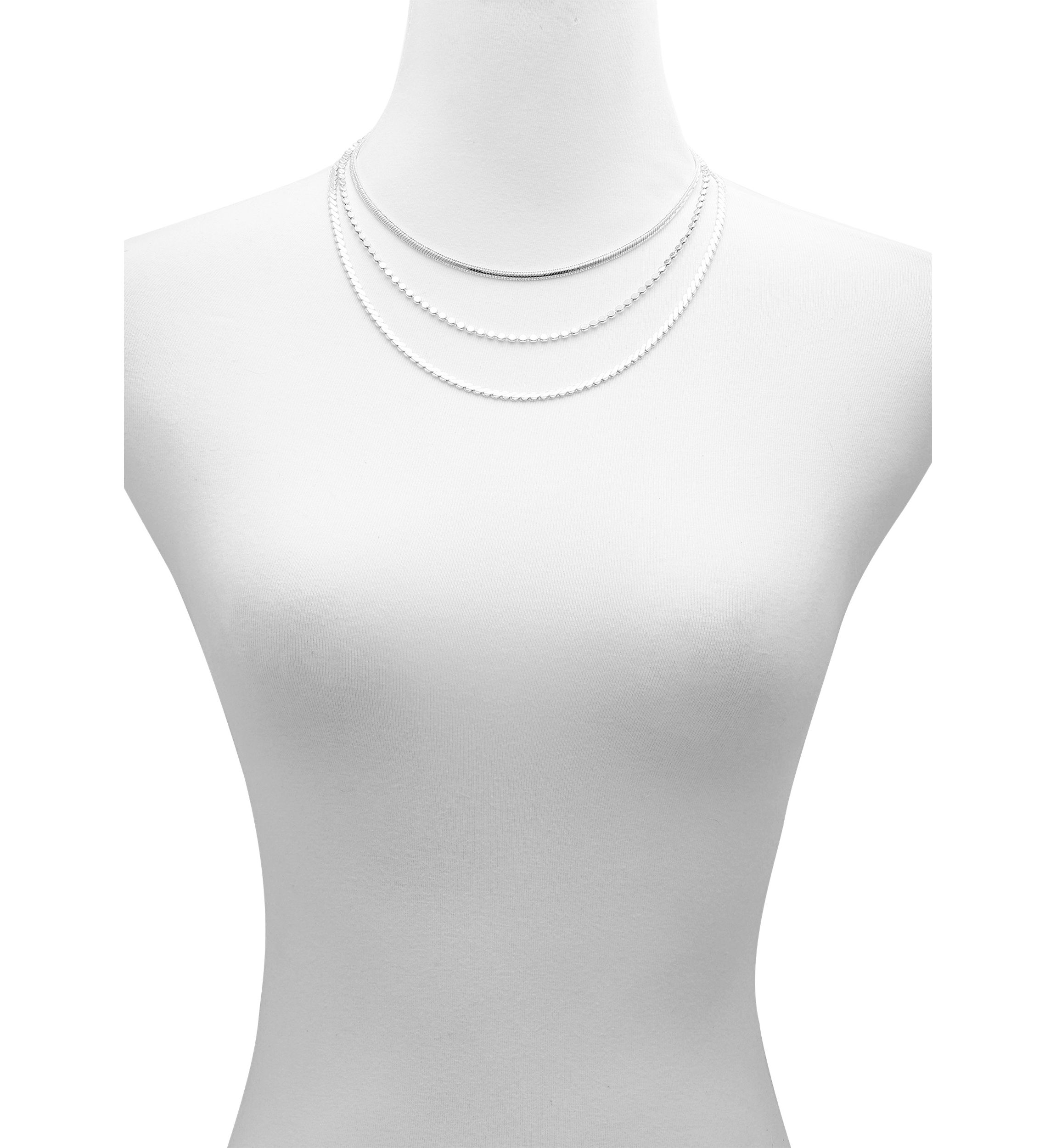 Silver Tone Layered Necklace Set