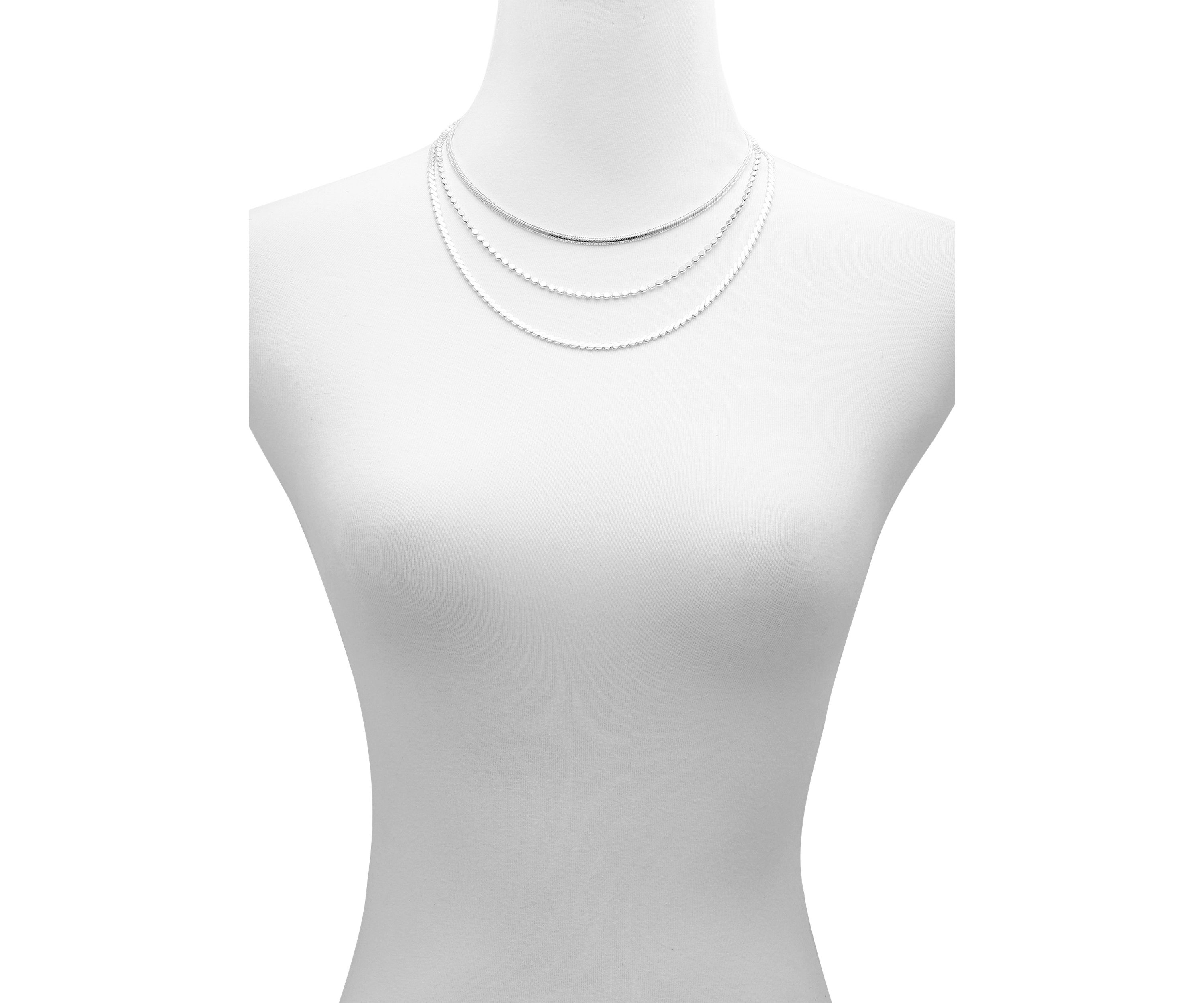 Silver Tone Layered Necklace Set