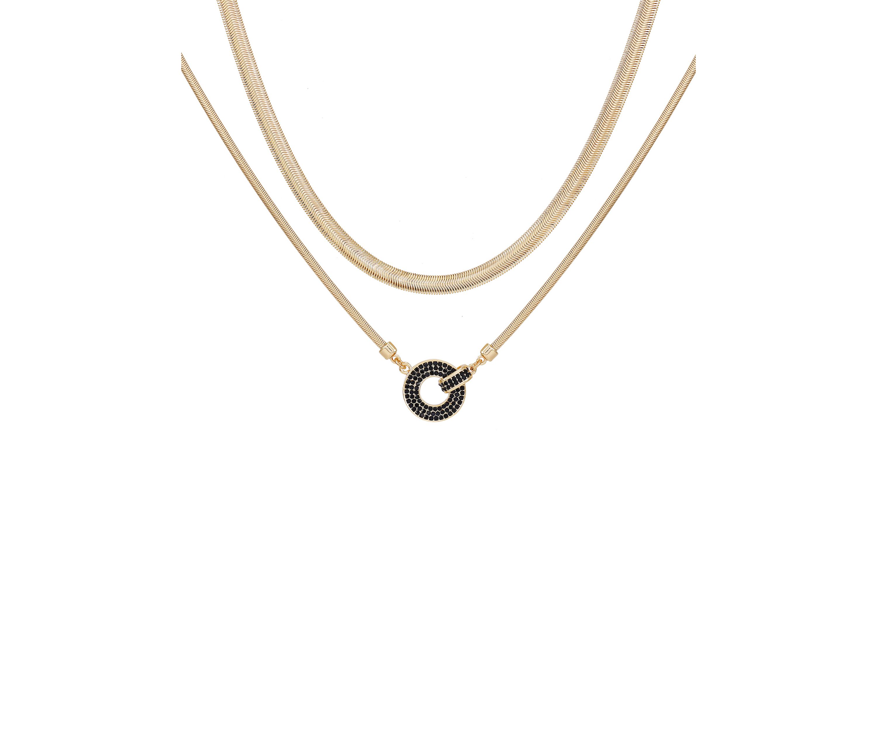 Gold Plated and Black Necklace Set