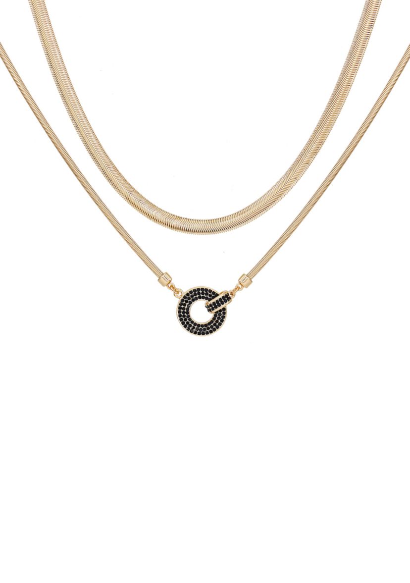 Gold Plated and Black Necklace Set