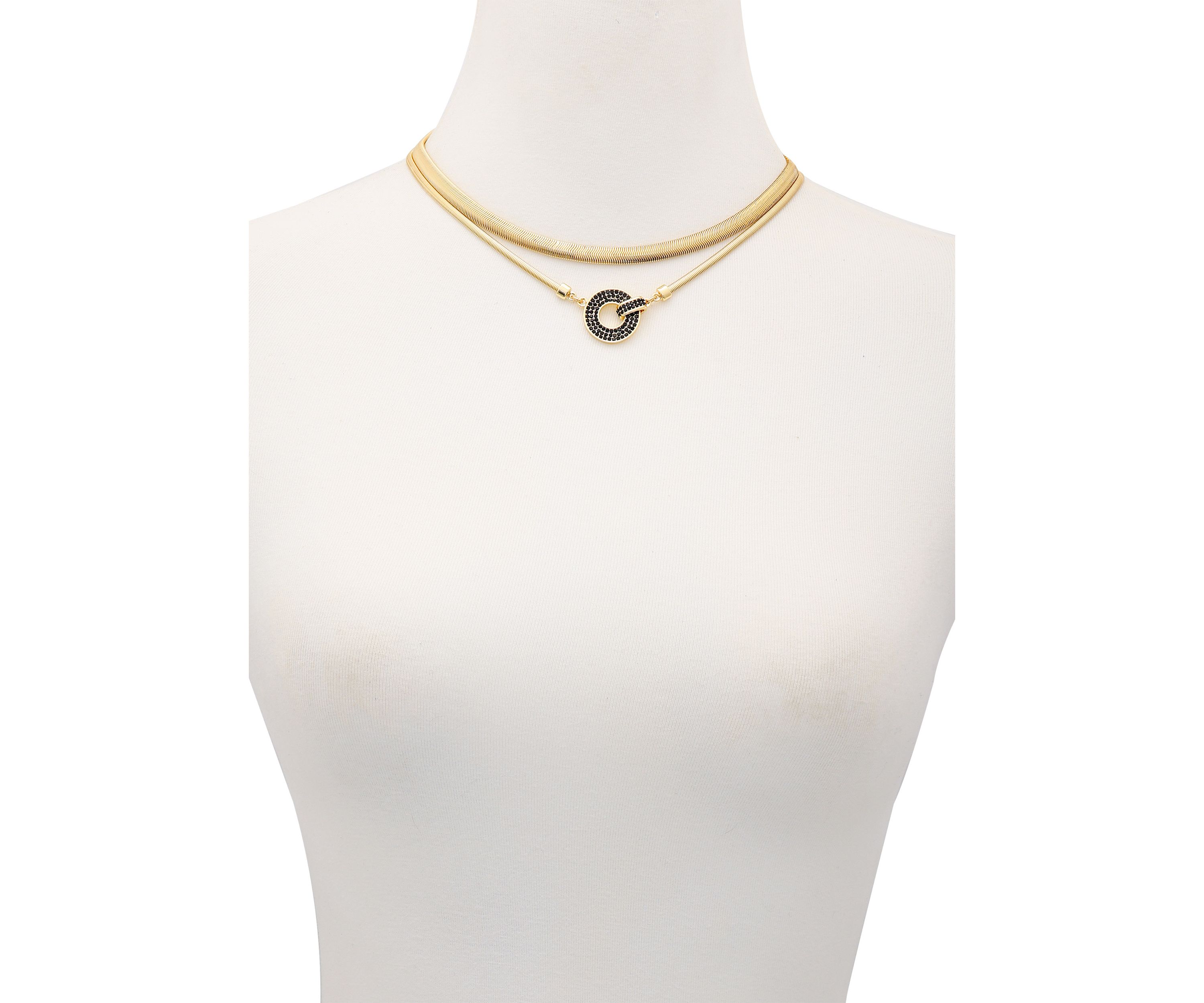 Gold Plated and Black Necklace Set