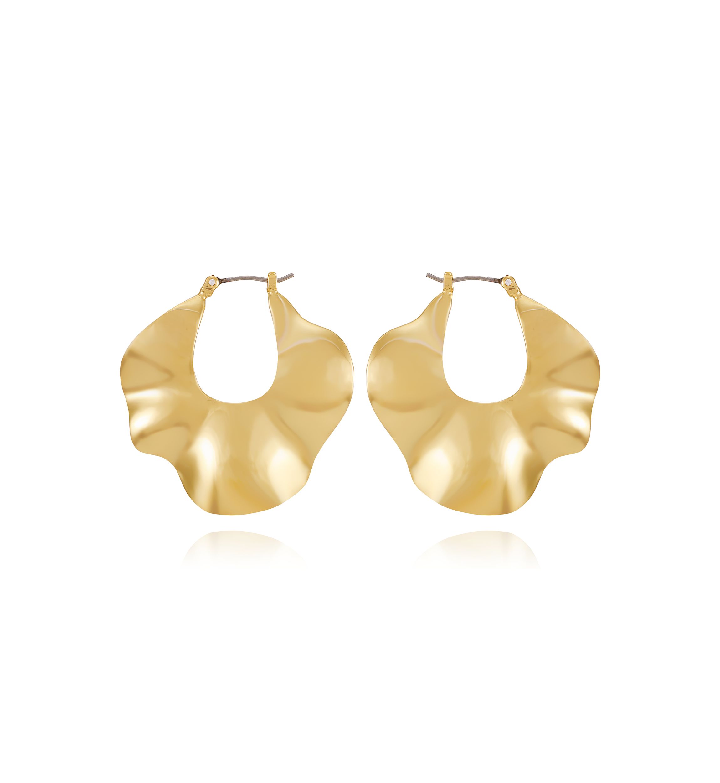 Gold Tone Contemporary Hoop Earrings