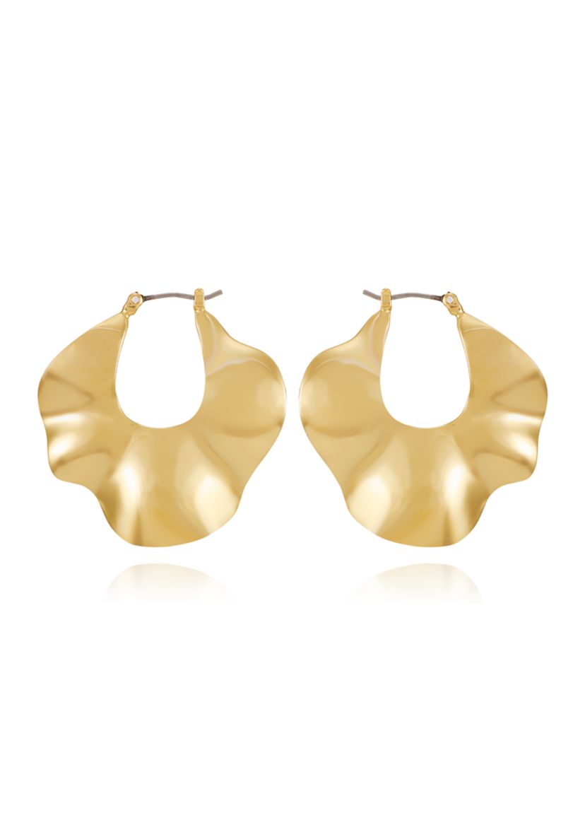 Gold Tone Contemporary Hoop Earrings
