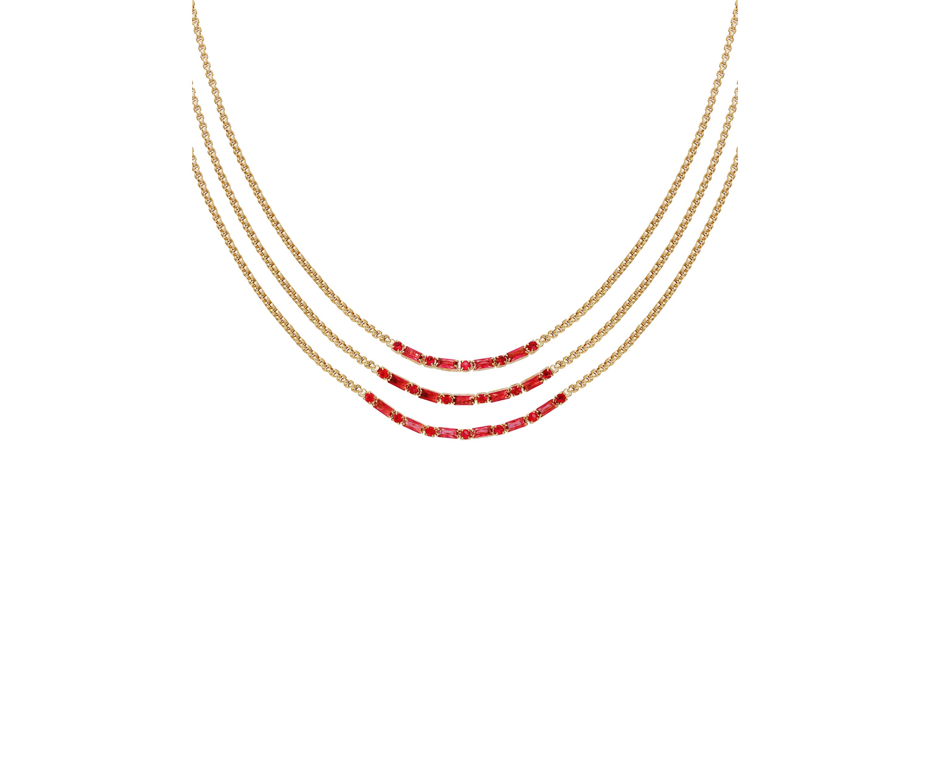 Three Row Stone Necklace