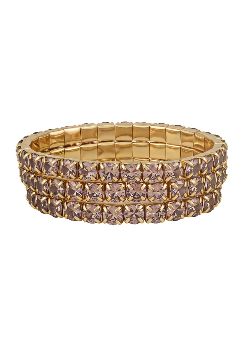 Cubic Zirconia Trio Stretch Bracelet Set