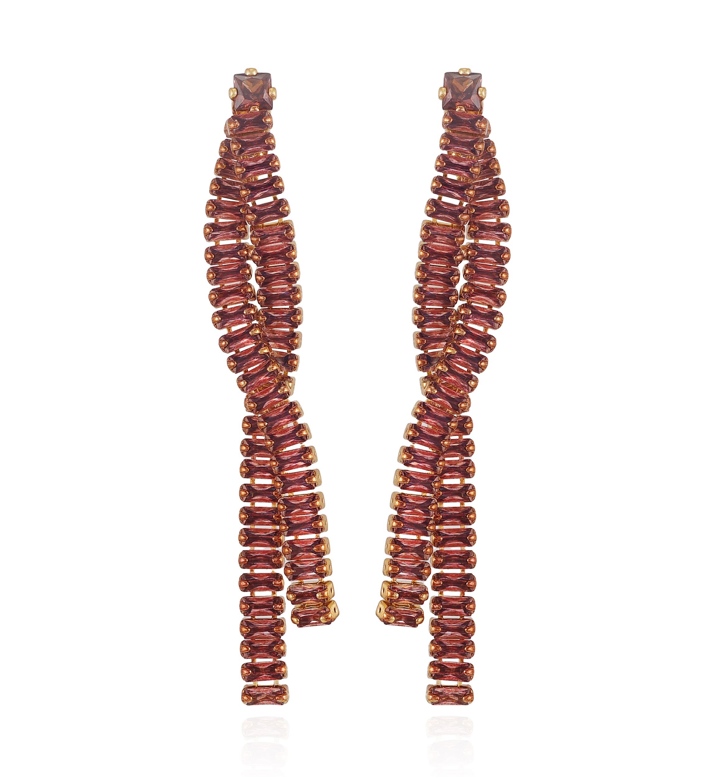 Cubic Zirconia Rhinestone Dangle Linear Earrings