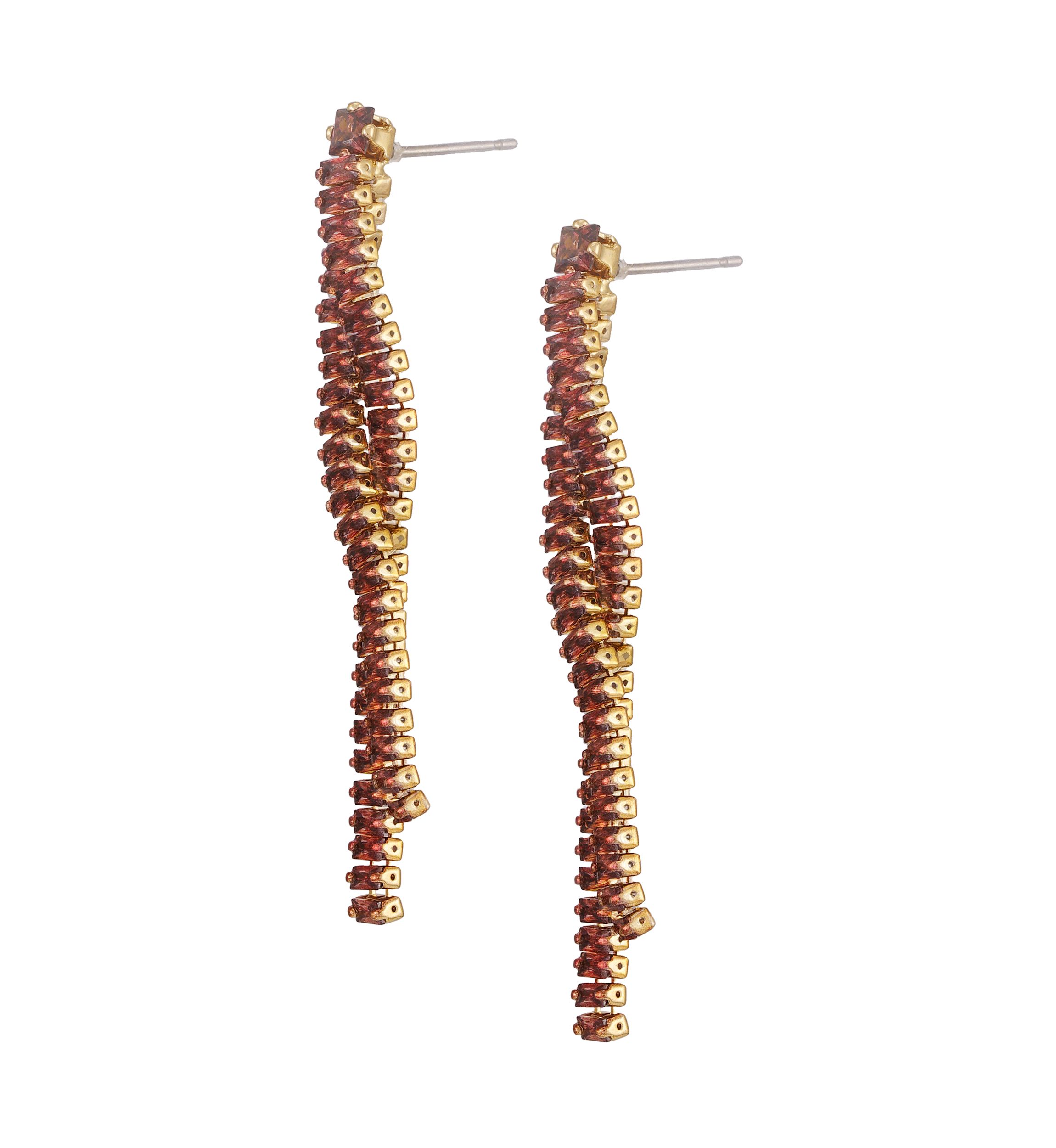 Cubic Zirconia Rhinestone Dangle Linear Earrings