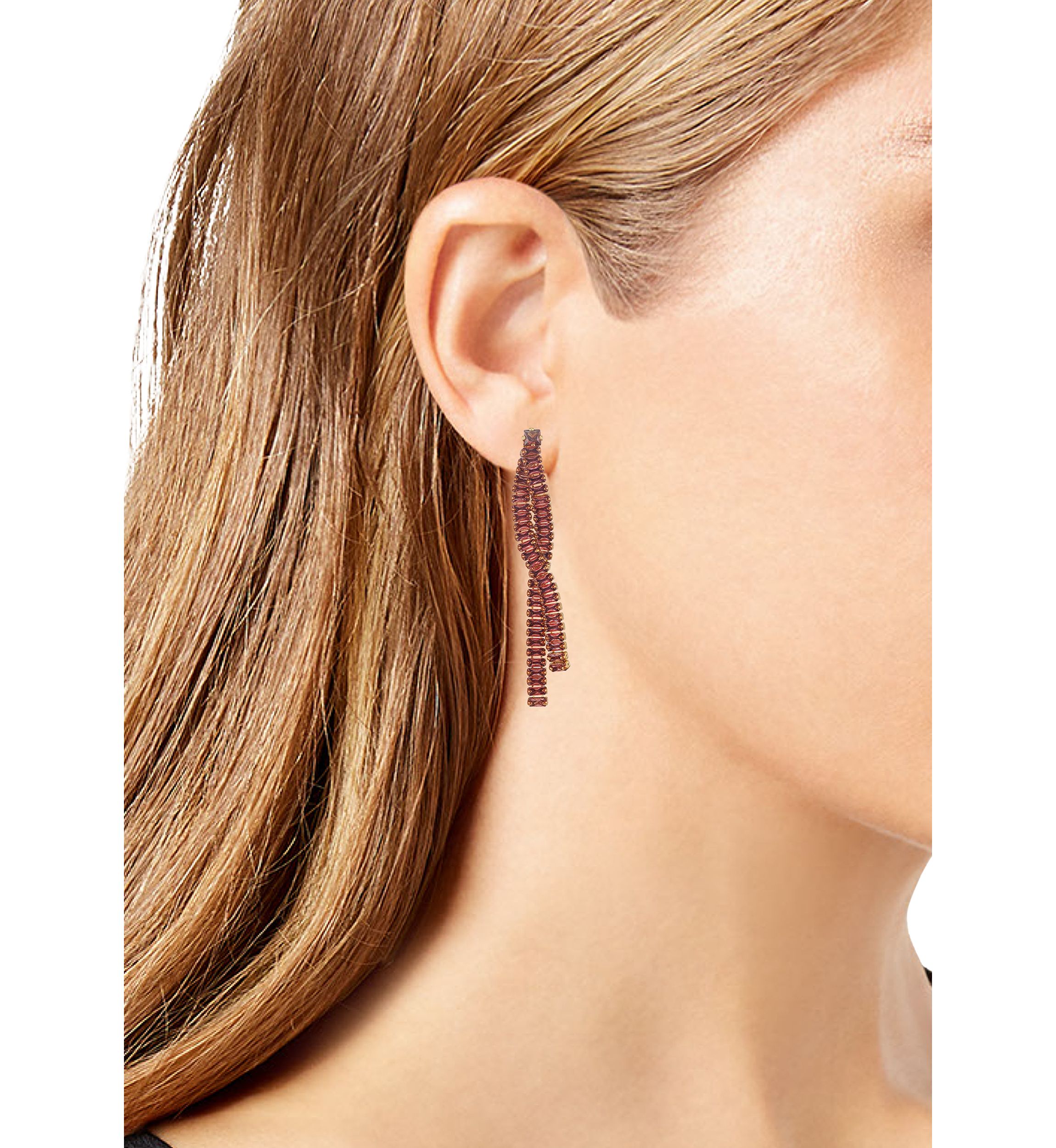 Cubic Zirconia Rhinestone Dangle Linear Earrings