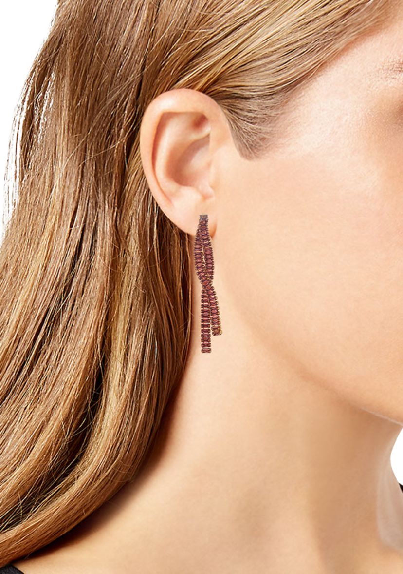 Cubic Zirconia Rhinestone Dangle Linear Earrings