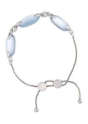 Vince Camuto Silver Tone Light Blue Glass Stone Slider Bracelet, 10 in