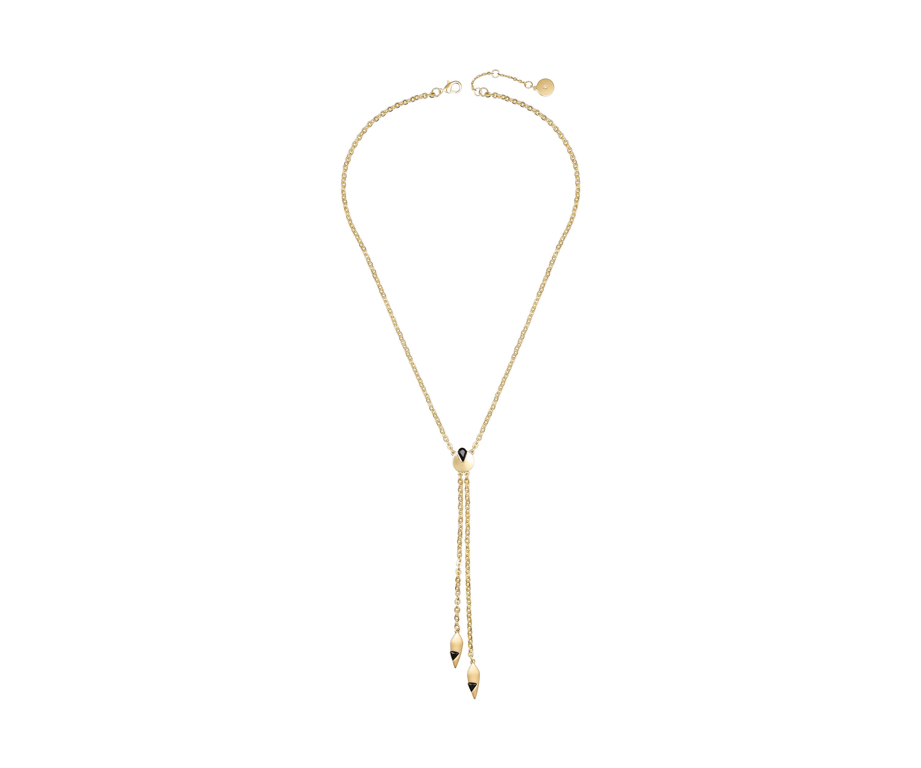 Gold Plated Black Y Necklace