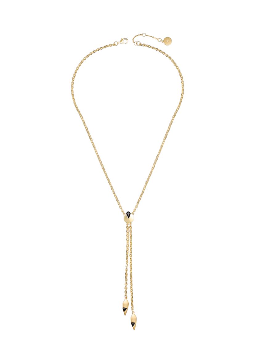 Gold Plated Black Y Necklace