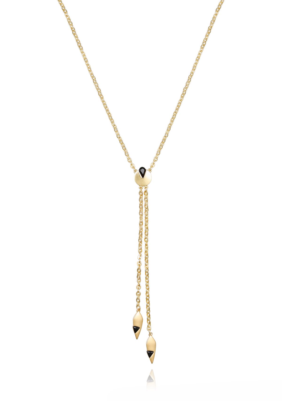 Gold Plated Black Y Necklace