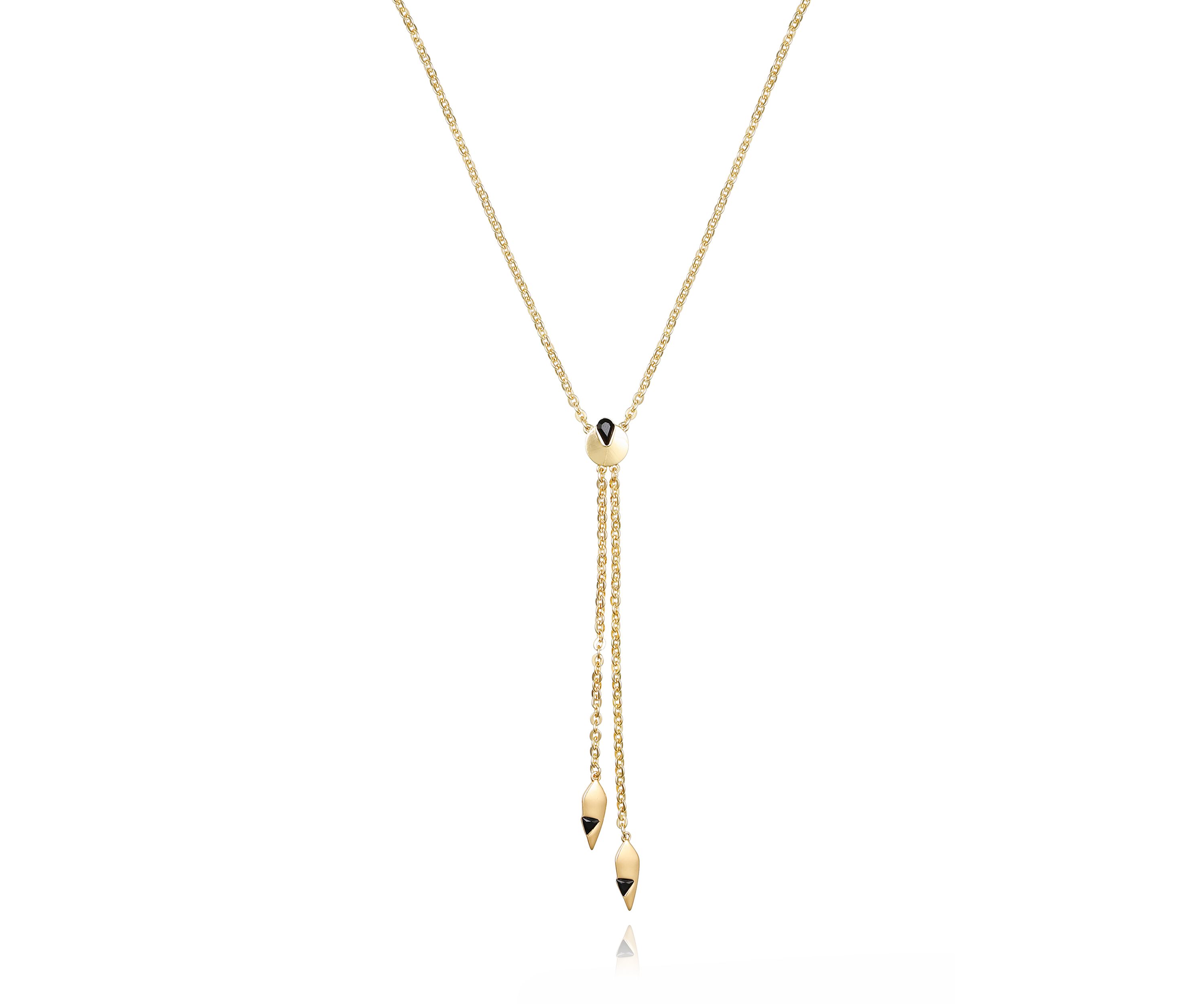 Gold Plated Black Y Necklace